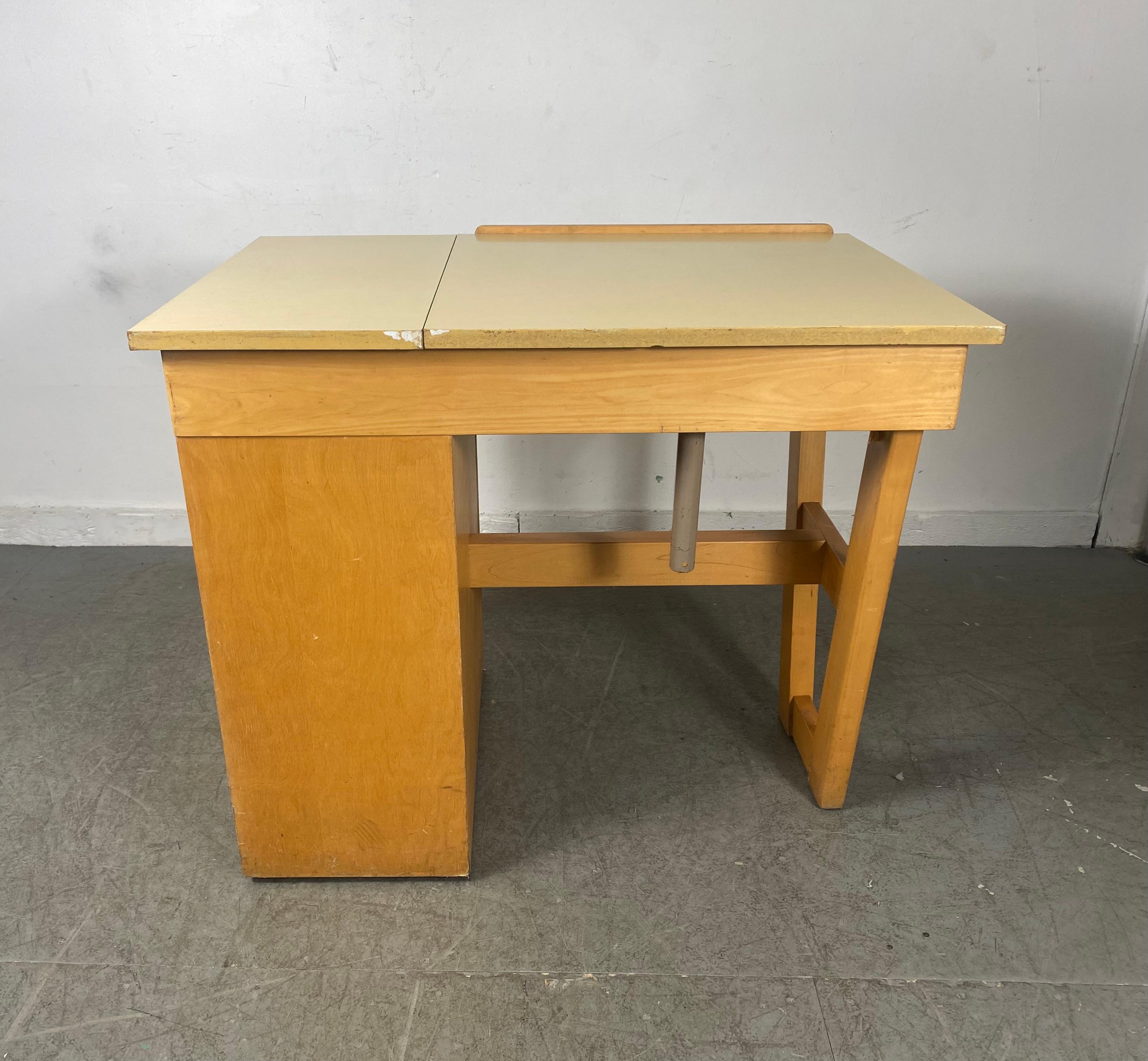 Mid-Century Modern Charming , diminutive desk / drafting table, , Classic Modernist Design.. Storage