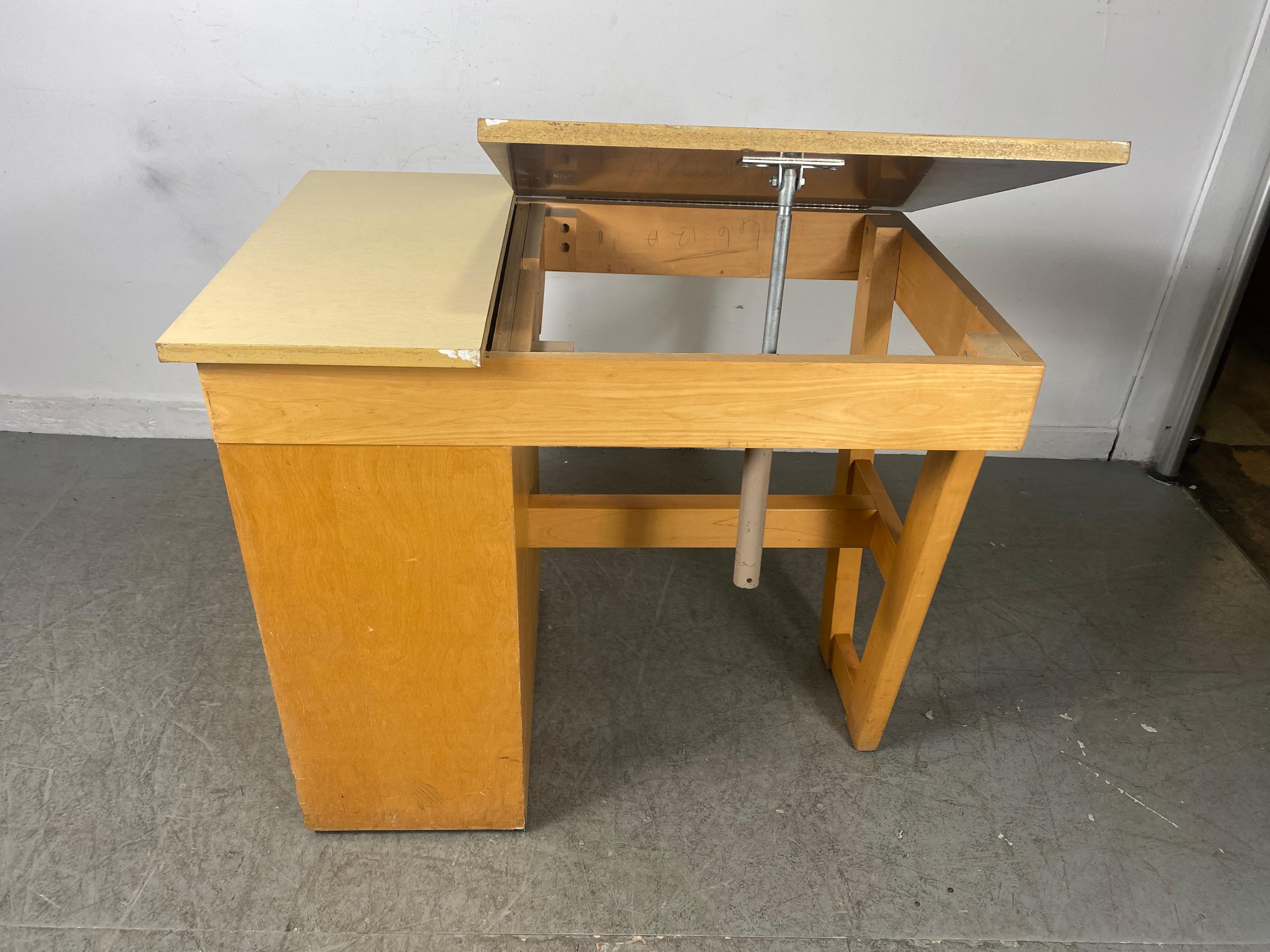 American Charming , diminutive desk / drafting table, , Classic Modernist Design.. Storage
