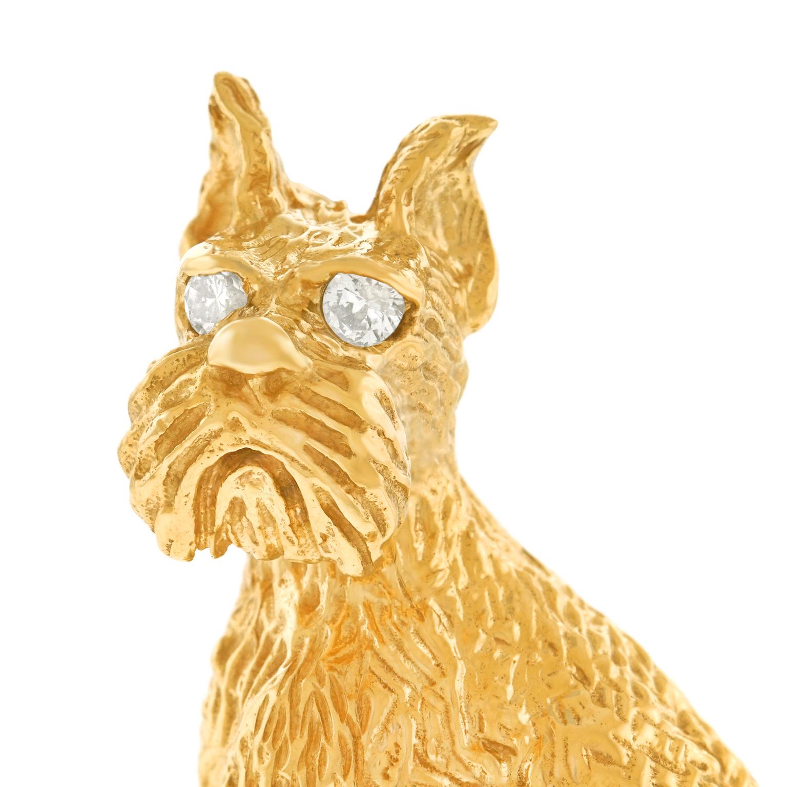 Women's or Men's Charming Dog Brooch 14 Karat, circa 1960s