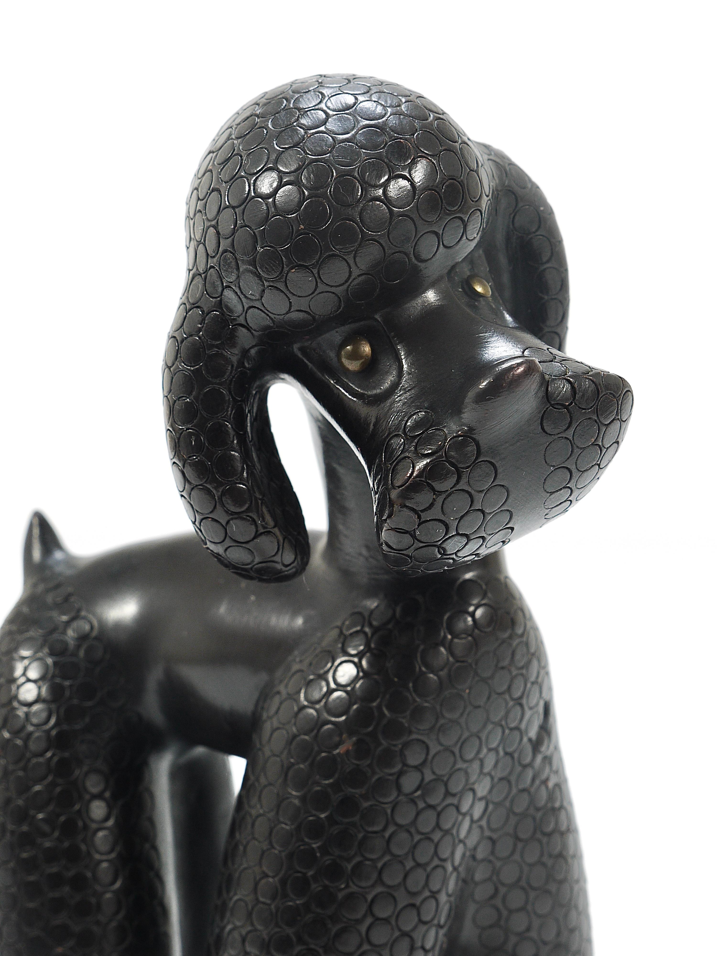 Charming Dog Poodle Sculpture Figurine by Leopold Anzengruber, Austria, 1950s 2