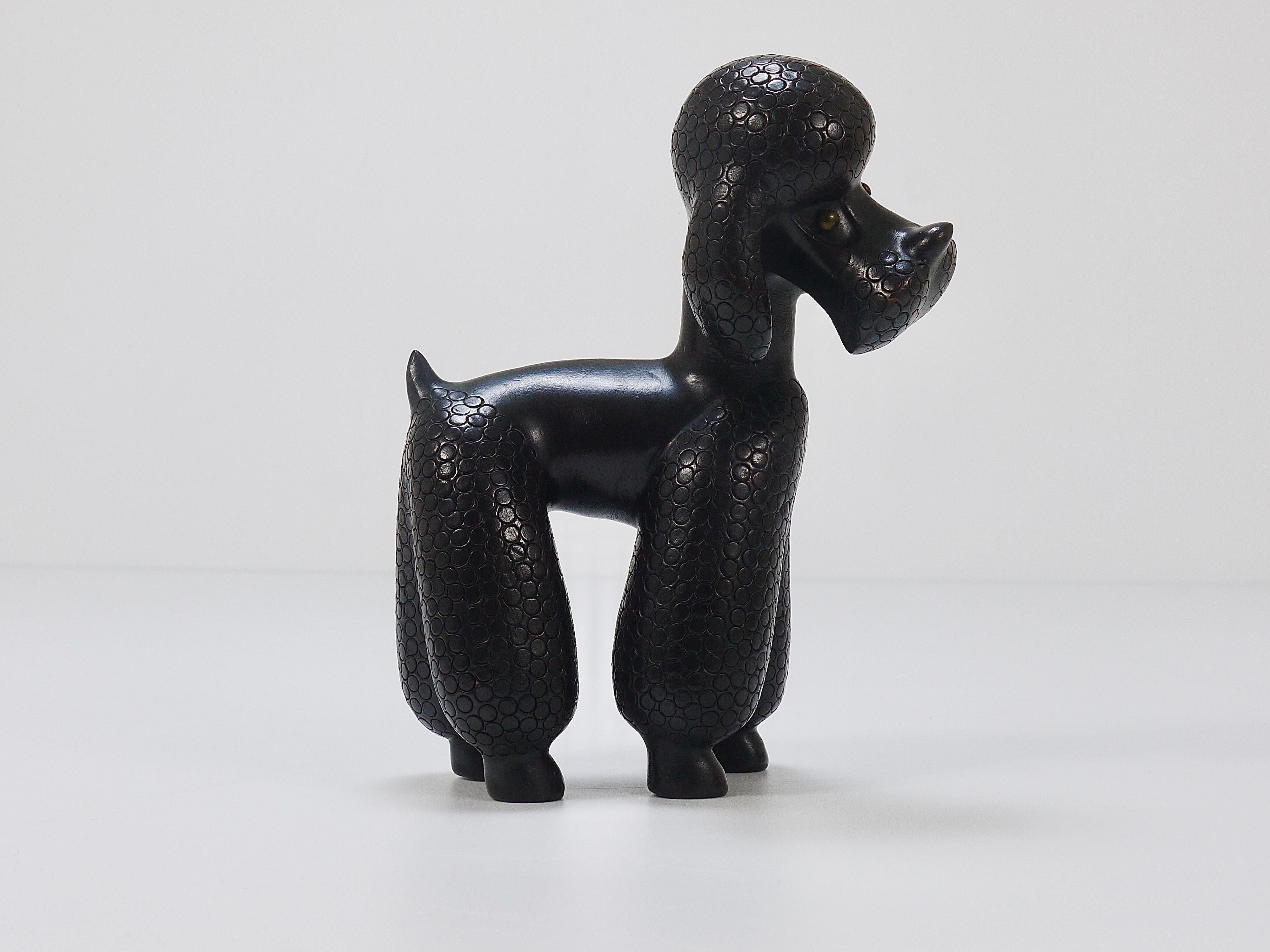 Mid-Century Modern Charming Dog Poodle Sculpture Figurine by Leopold Anzengruber, Austria, 1950s