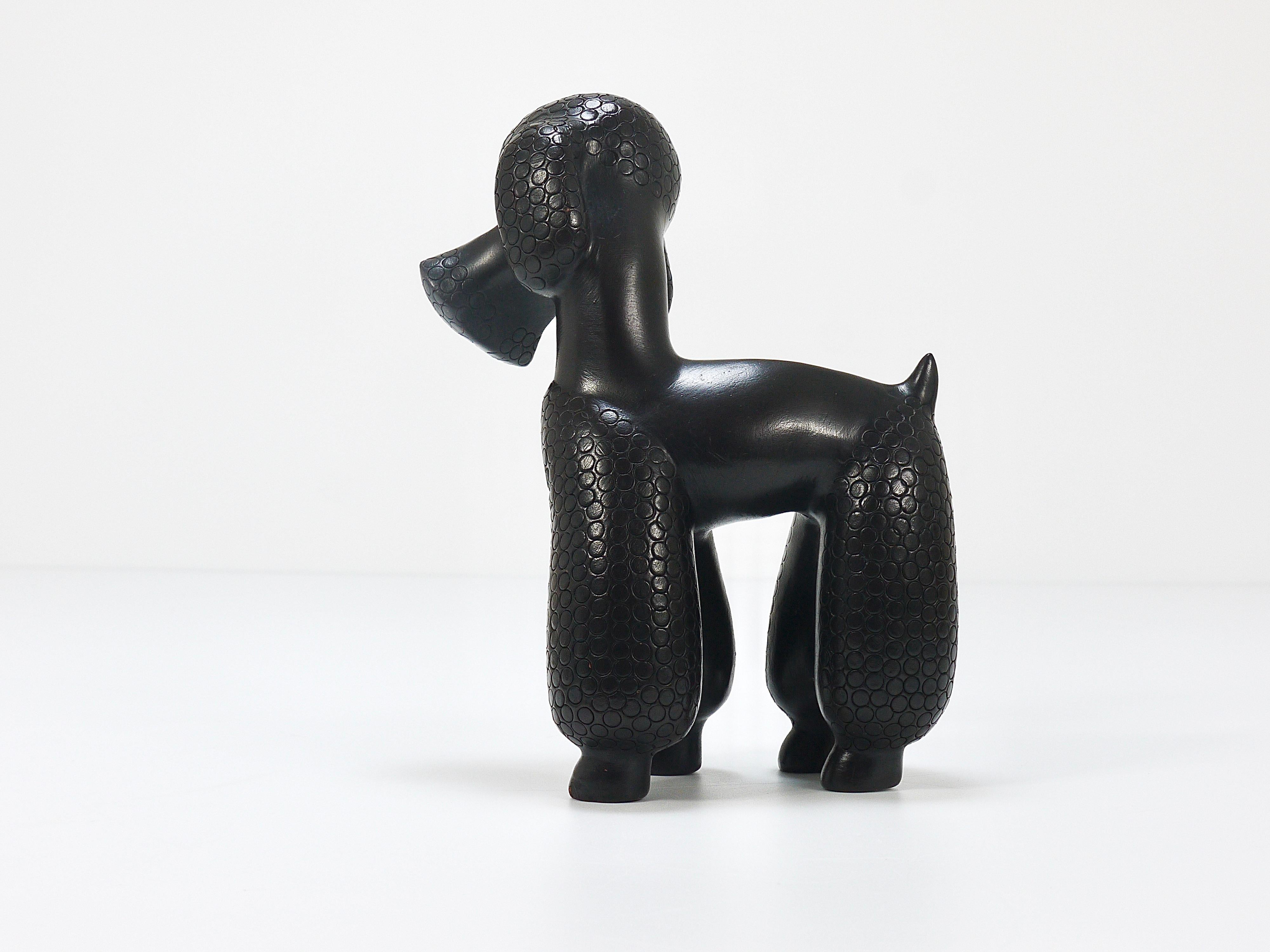 20th Century Charming Dog Poodle Sculpture Figurine by Leopold Anzengruber, Austria, 1950s