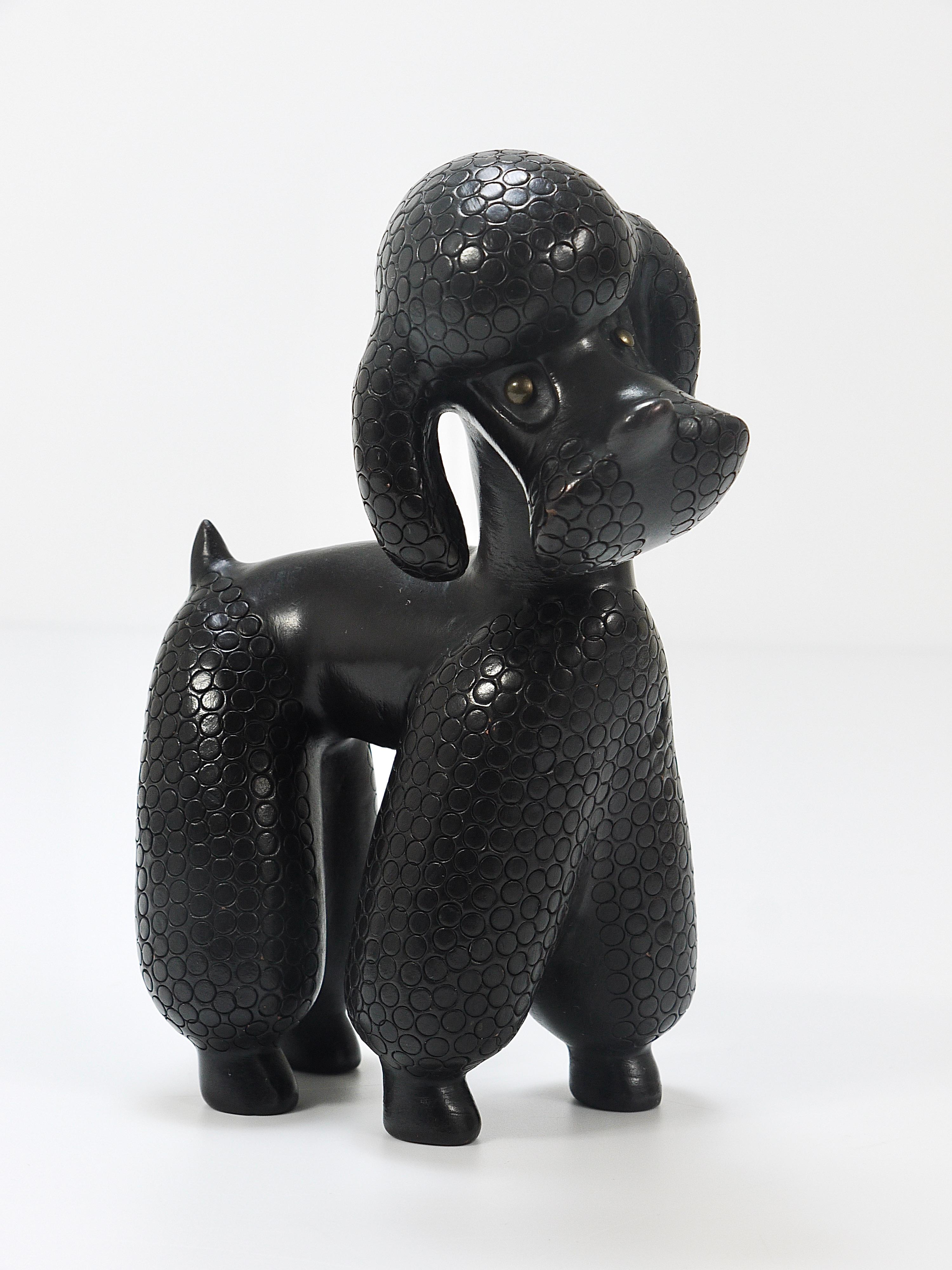 Brass Charming Dog Poodle Sculpture Figurine by Leopold Anzengruber, Austria, 1950s