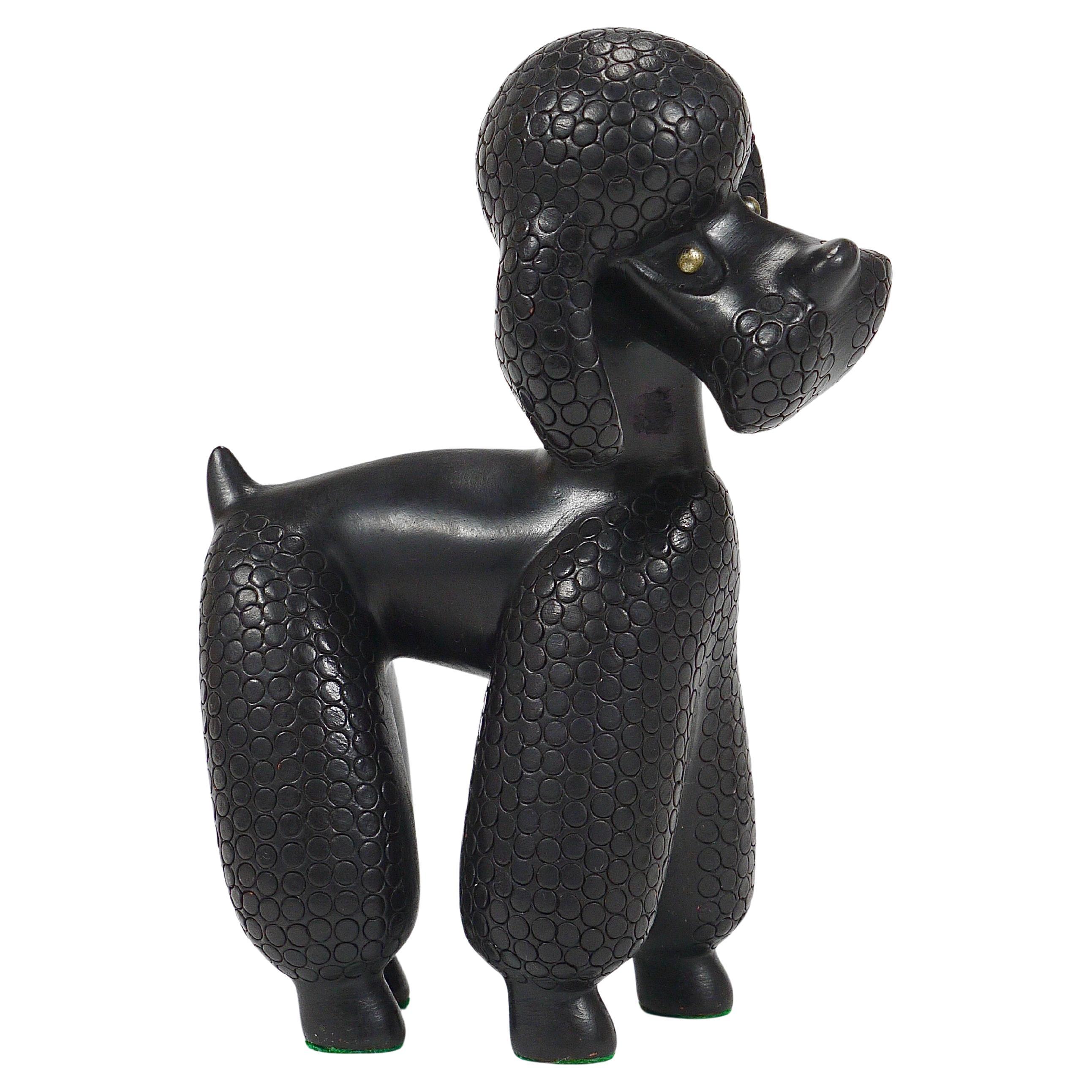 Charming Dog Poodle Sculpture Figurine by Leopold Anzengruber, Austria, 1950s