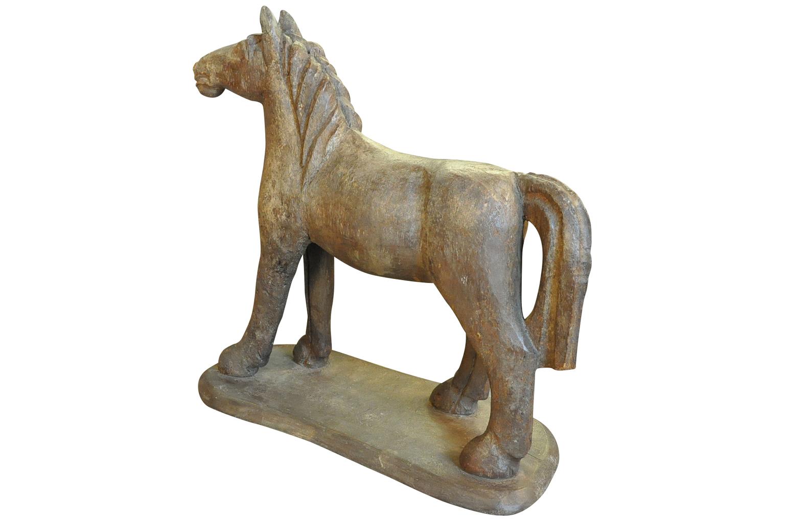 French Charming Early 19th Century Horse Papier Mache Mold