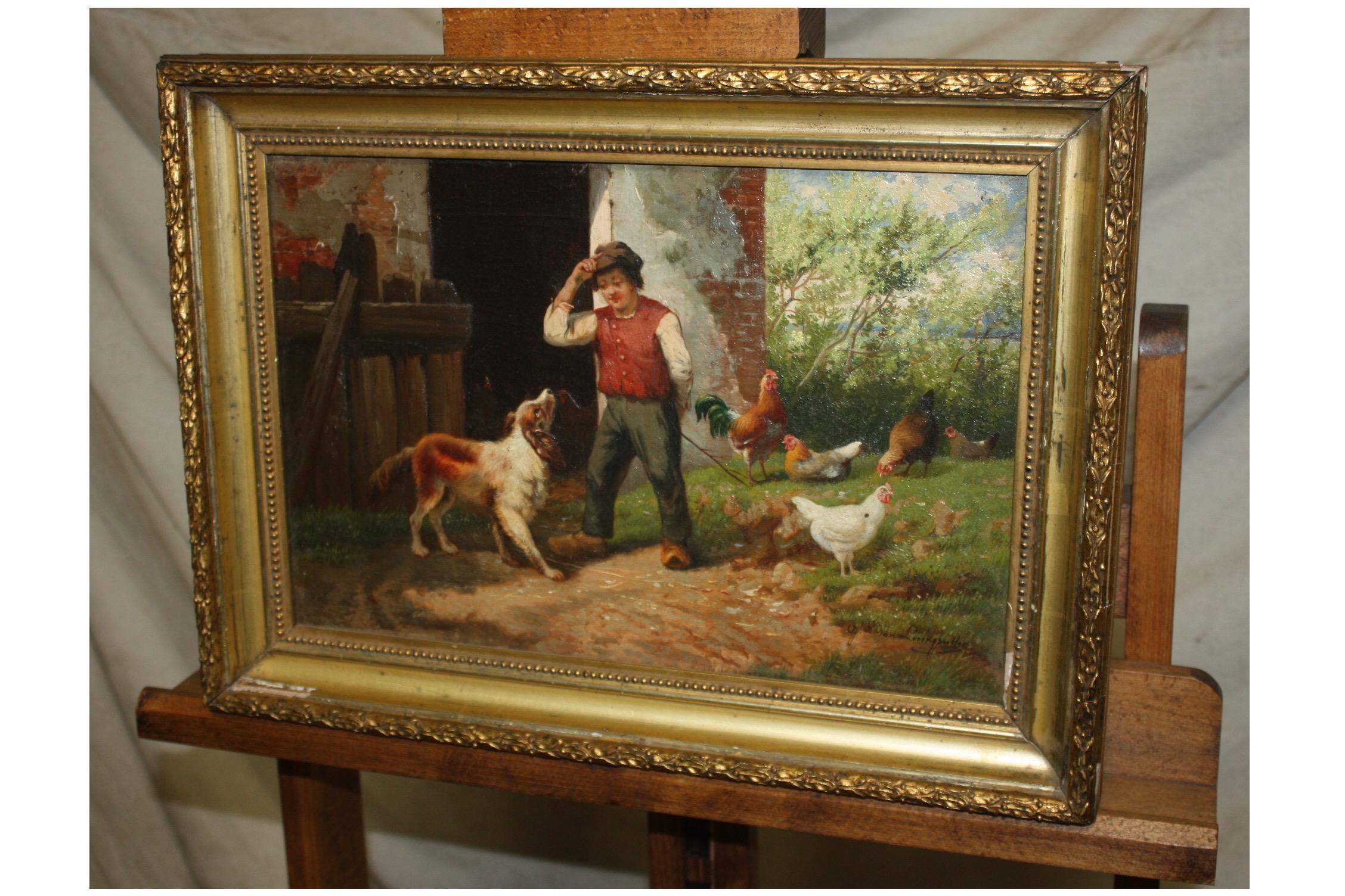 Charmante huile sur toile du début du XIXe siècle.