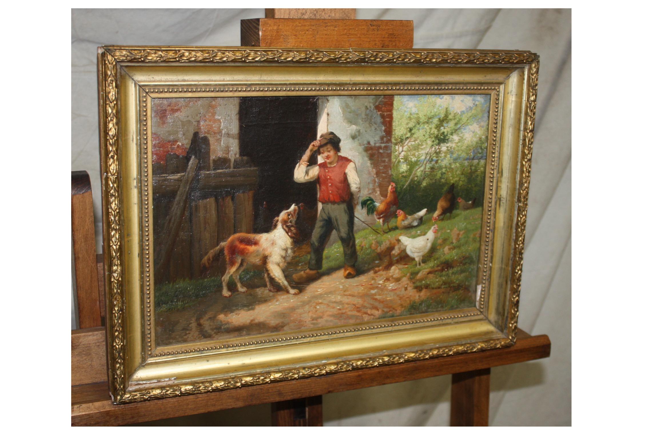 French Charming Early 19th Century Oil on Canvas For Sale