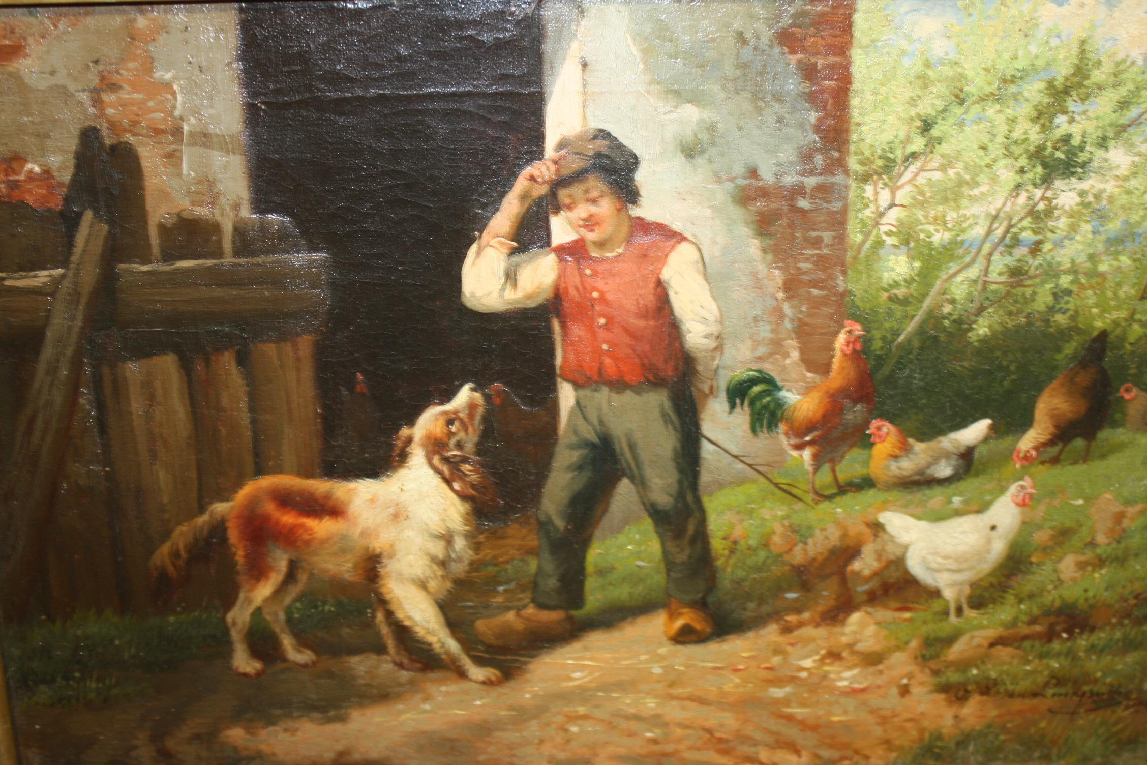 Charming Early 19th Century Oil on Canvas For Sale 1