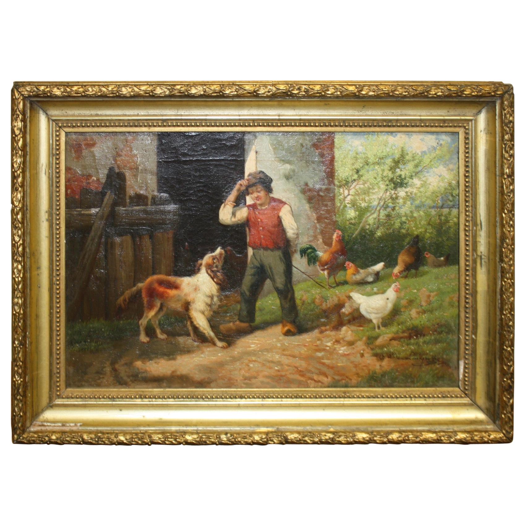 Charming Early 19th Century Oil on Canvas