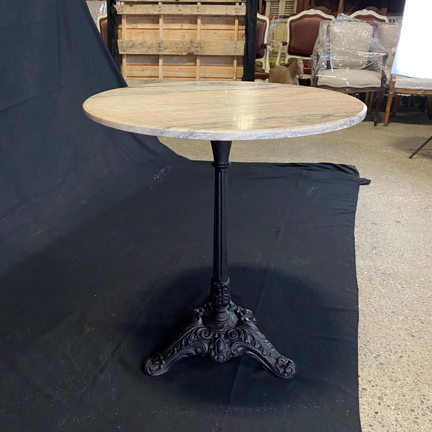 French Provincial Charming Early 20th Century French Marble Top Bistro or Cafe Table