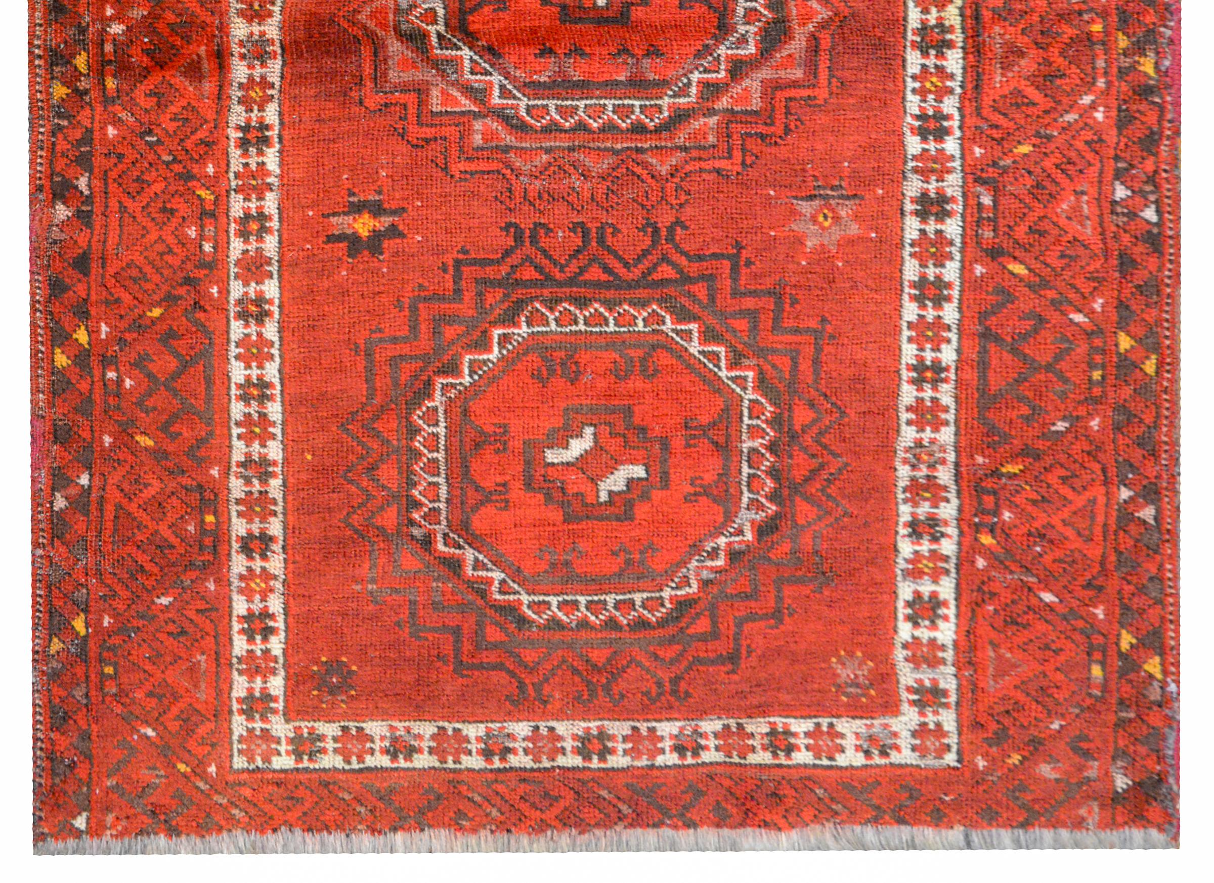 Wool Charming Early 20th Century Afghan Ersari Prayer Rug For Sale