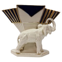 Encantador elefante, jarrón jardinera cerámica Art Decó años 20, E Eichler Royal Dux