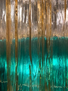 Charming Emerald and Gold Italian Chandelier by Valentina Planta. Murano
