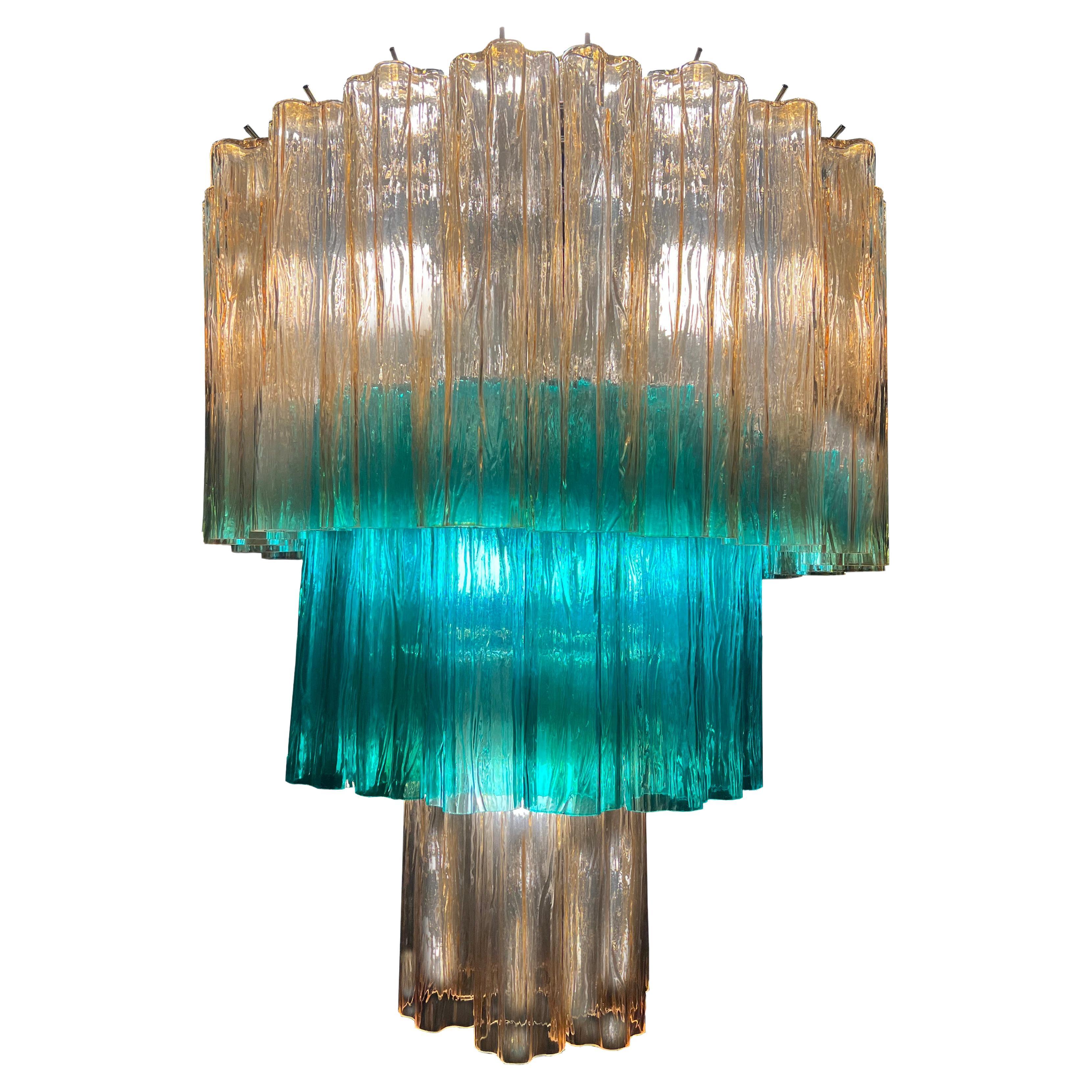 Charming Emerald and Gold Italian Chandelier by Valentina Planta, Murano For Sale