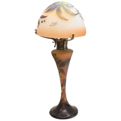 Antique Charming Emile Galle Art Glass Cameo Table Lamp, Fourth Quarter of 19th Century