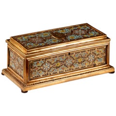Charming Enameled and Gilded Bronze Casket by Tahan, France, Circa 1870