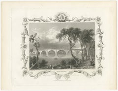 Charming Engraving of Kew Bridge over the River Thames, 1835