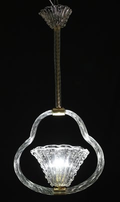 Charmanter Art-Déco-Kronleuchter von Ercole Barovier, „Bullicante“, Muranoglas Murano, 1940er Jahre