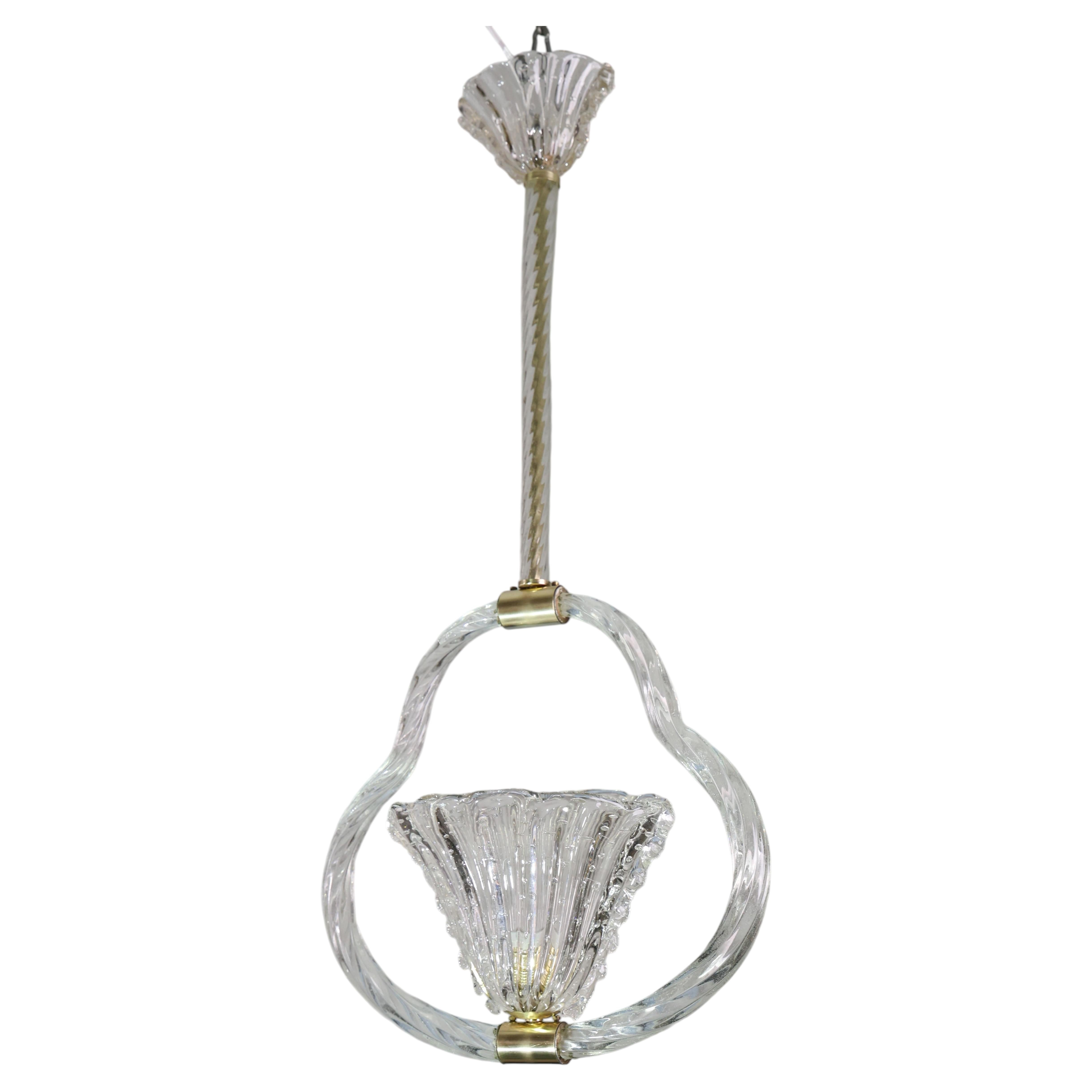 Charmanter Art-Déco-Kronleuchter von Ercole Barovier, „Bullicante“, Muranoglas Murano, 1940er Jahre im Angebot
