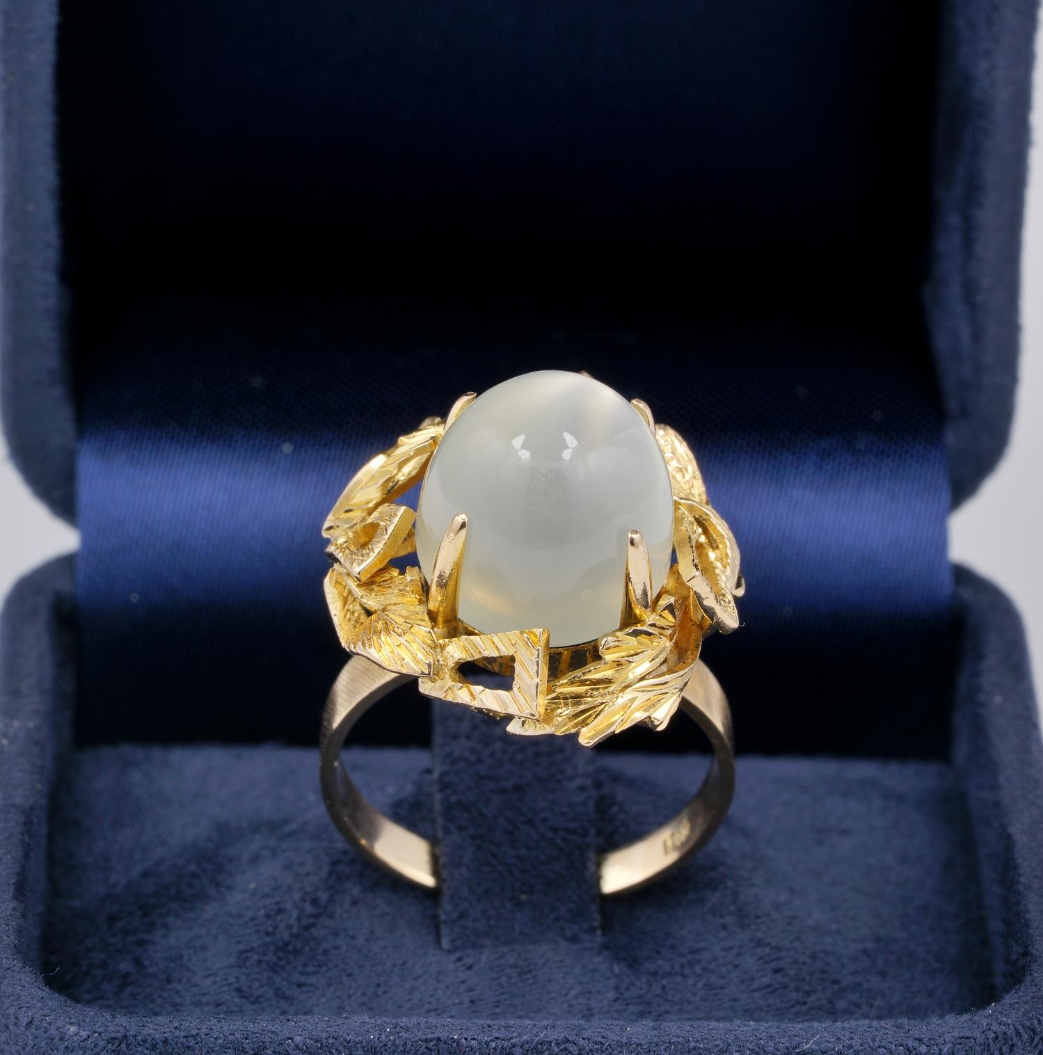 The Fabulous 50'S!

The Jewelry was fun and bright and happy like the people that were finally able to breathe again and not dream about war
Fancy large sized nature inspired Fifties ring superbly hand crafted of solid 14 KT gold
Among the leaf work