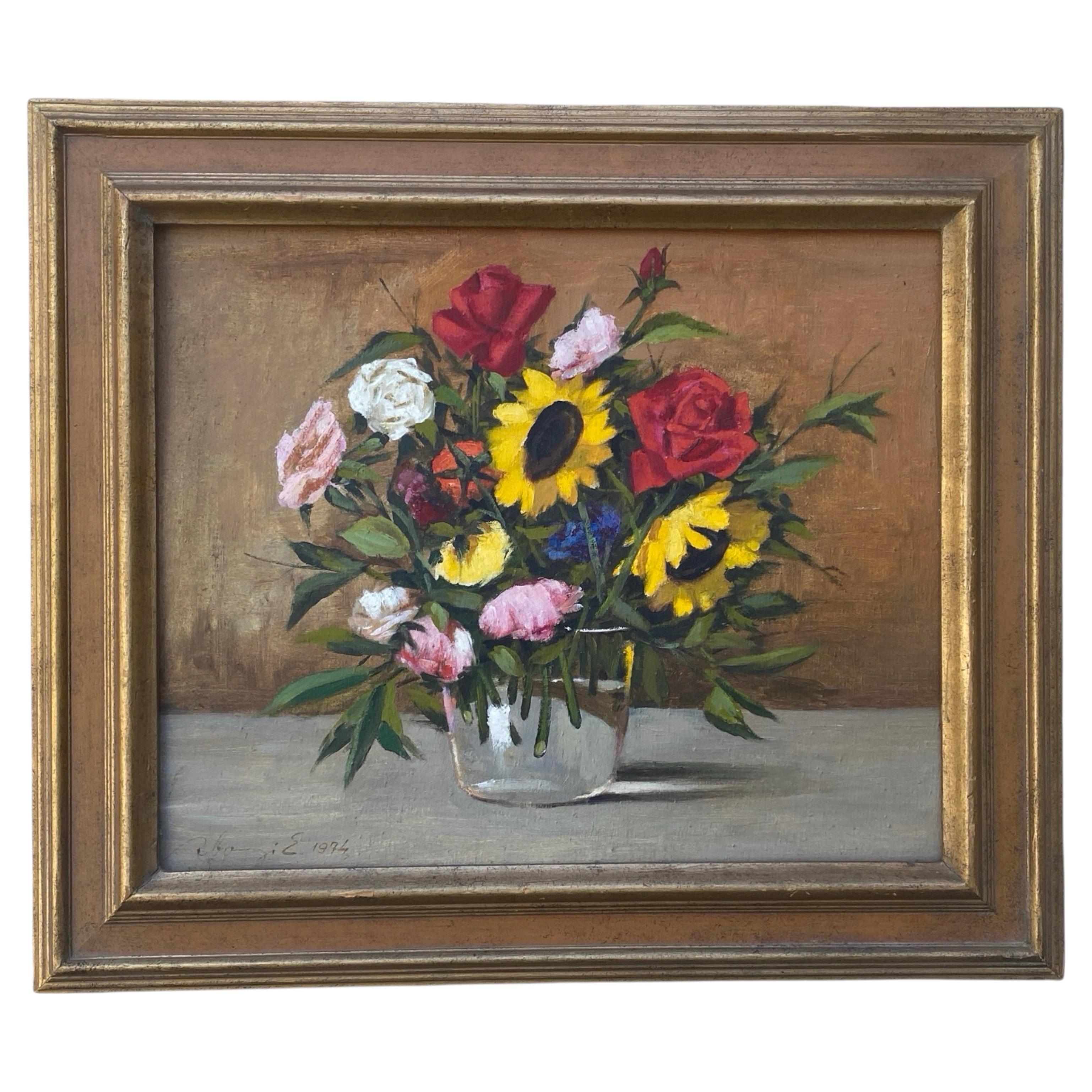 Charming Floral Still Life Original Painting #2 From Palm Springs Estate For Sale