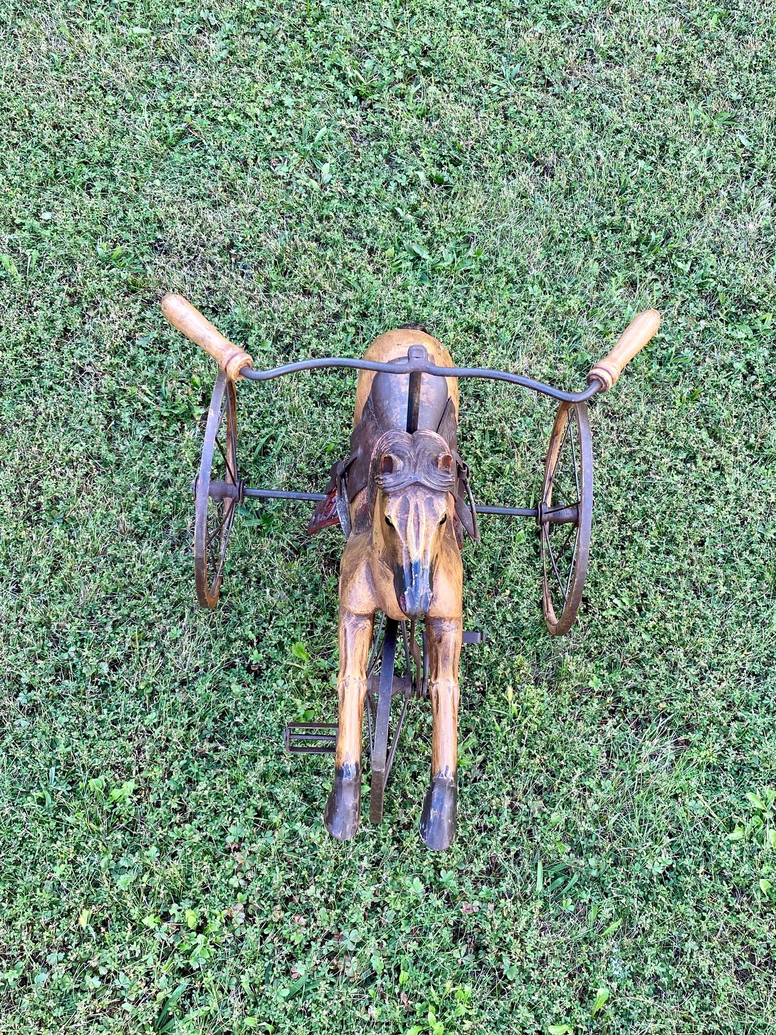 Charming Folk Art Child's Bicycle in the Shape of a Horse 3
