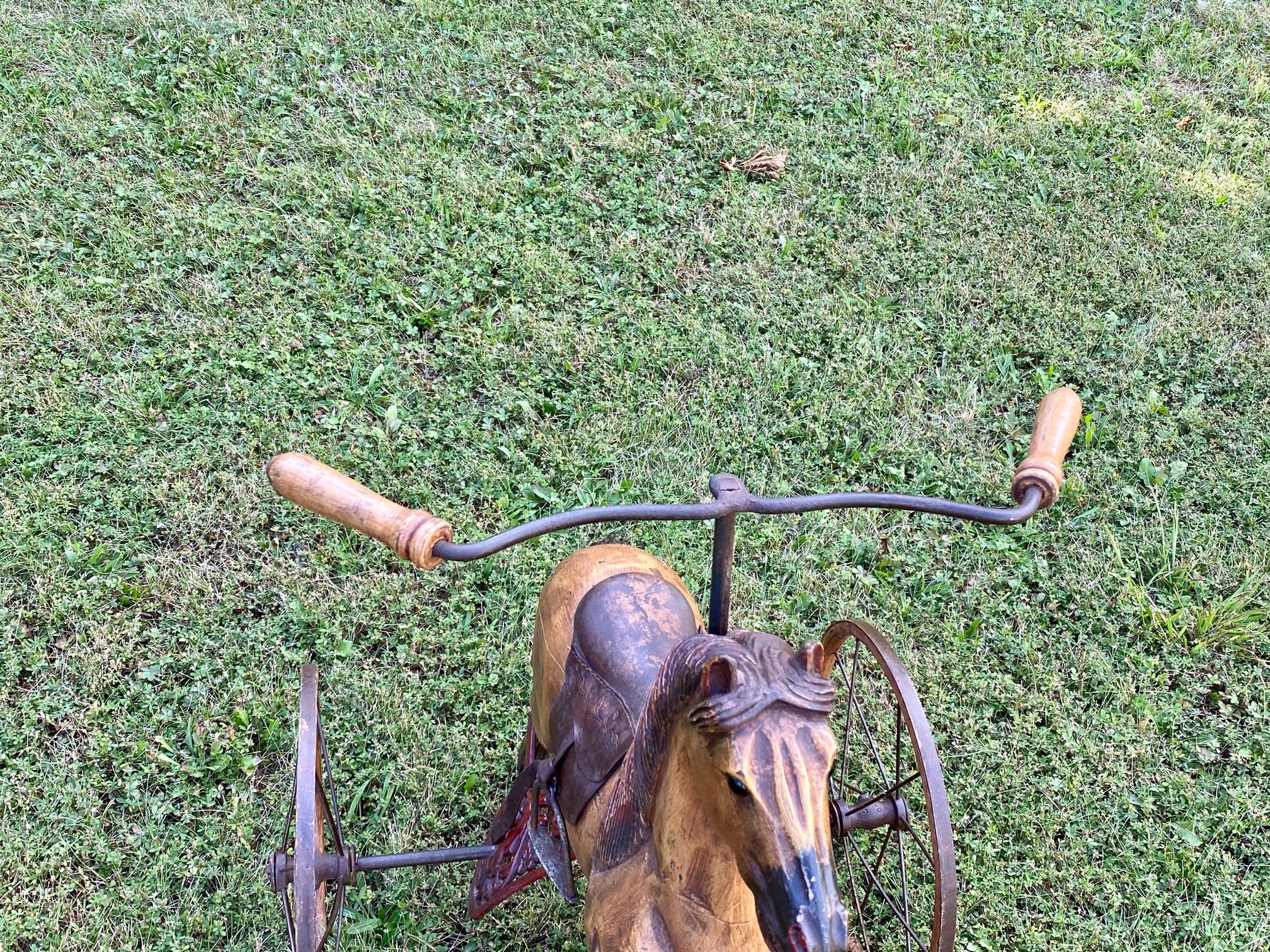 Late 20th Century Charming Folk Art Child's Bicycle in the Shape of a Horse