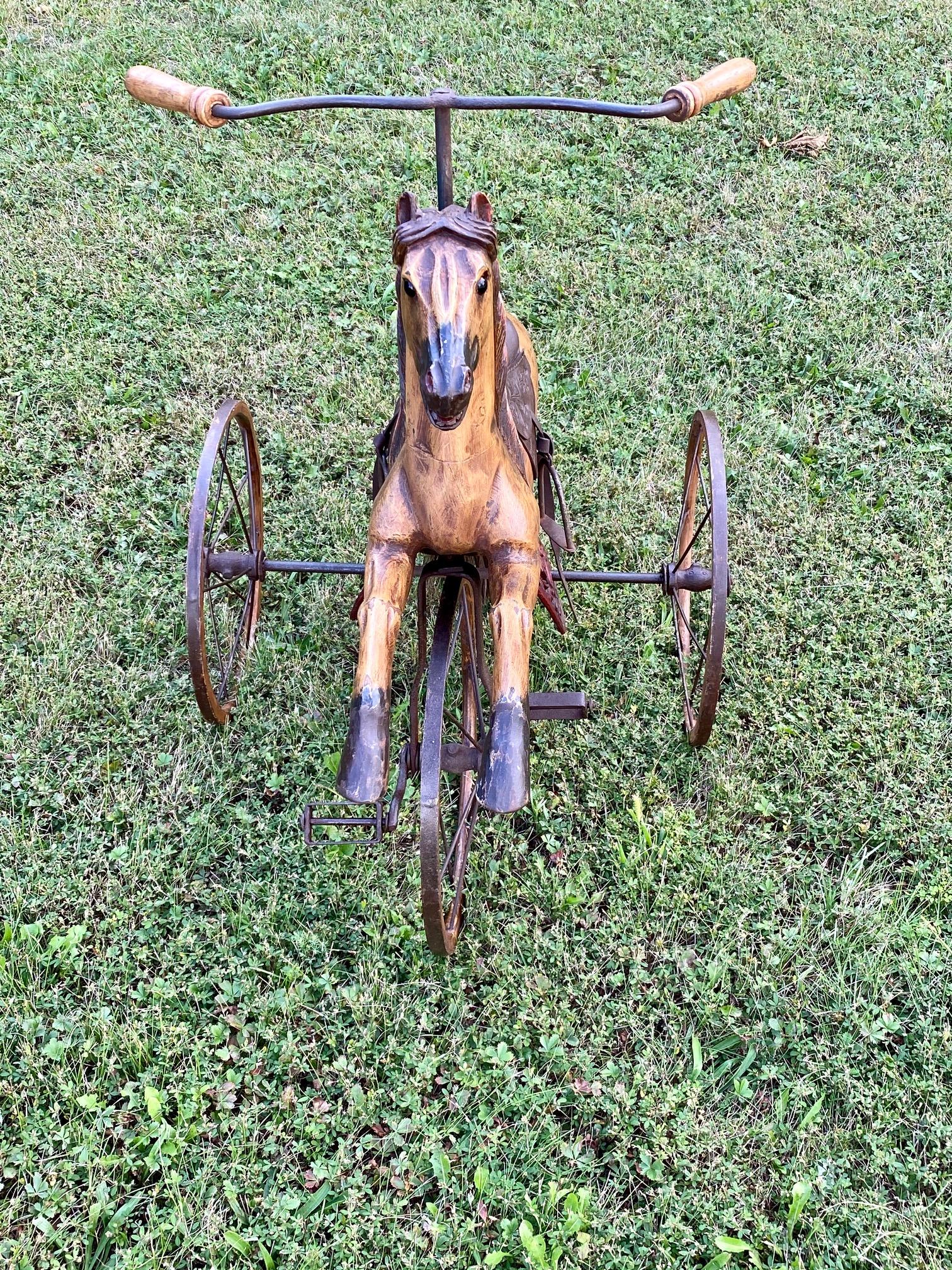 Iron Charming Folk Art Child's Bicycle in the Shape of a Horse