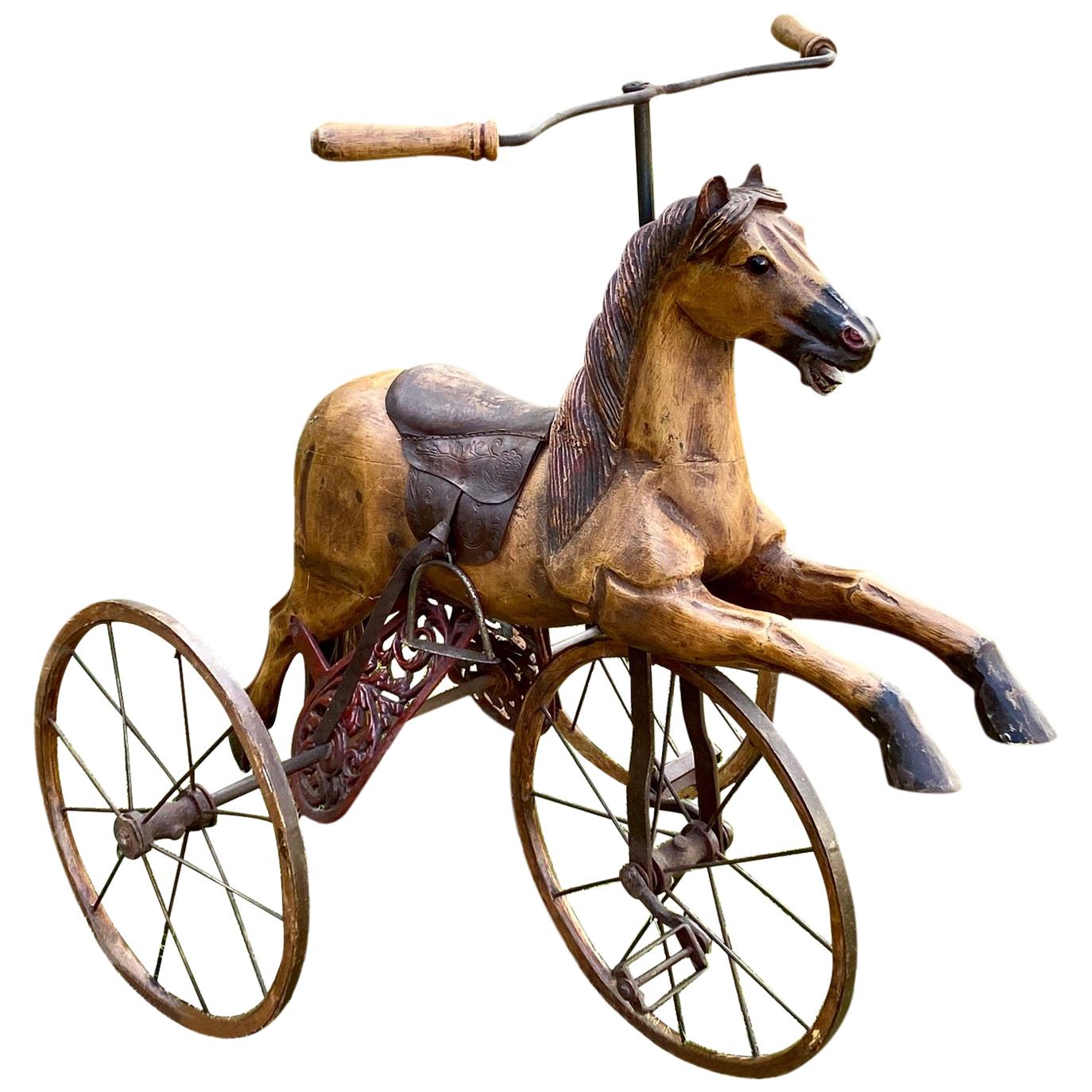 Charming Folk Art Child's Bicycle in the Shape of a Horse