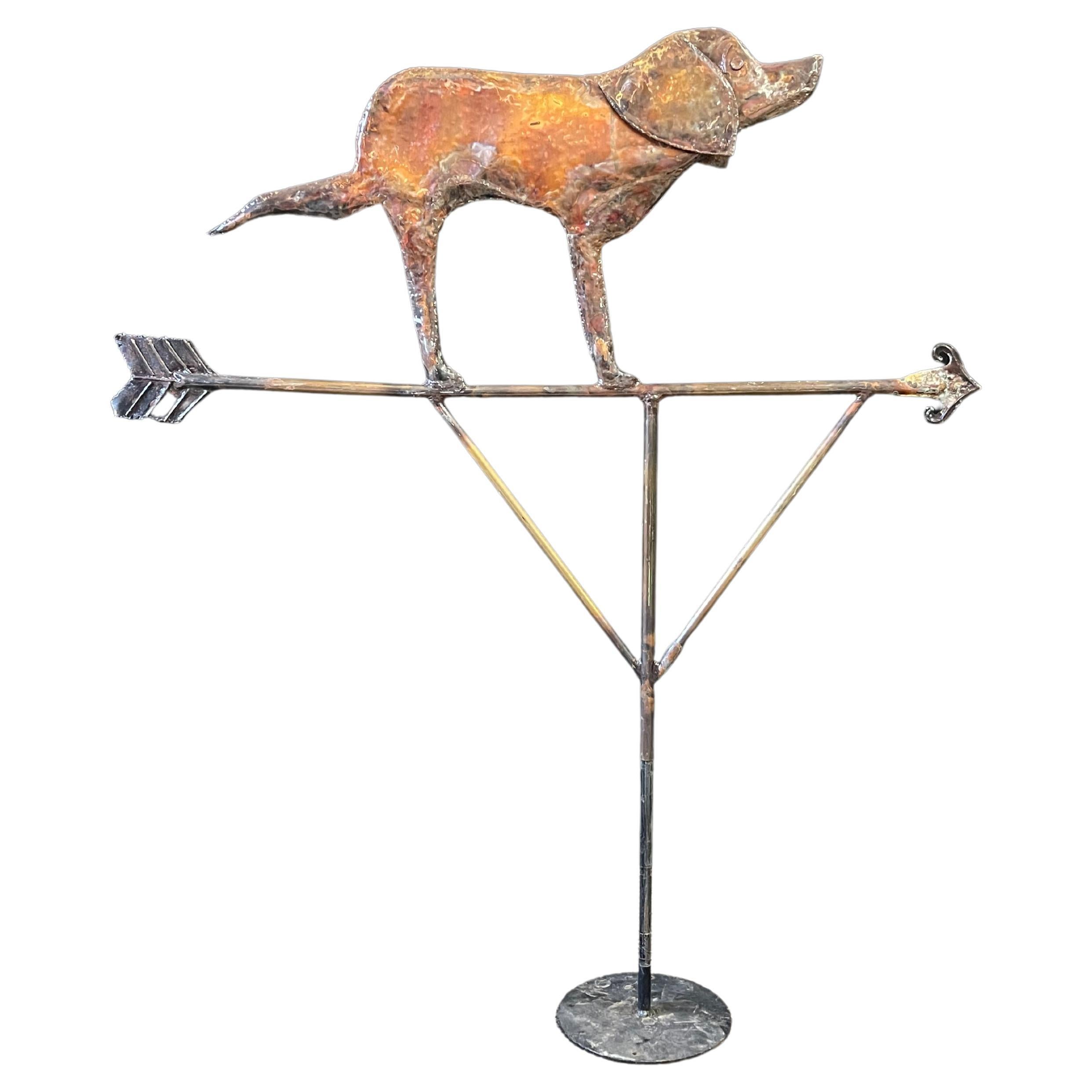 Charming Folk Art Copper Weathervane with Dog For Sale