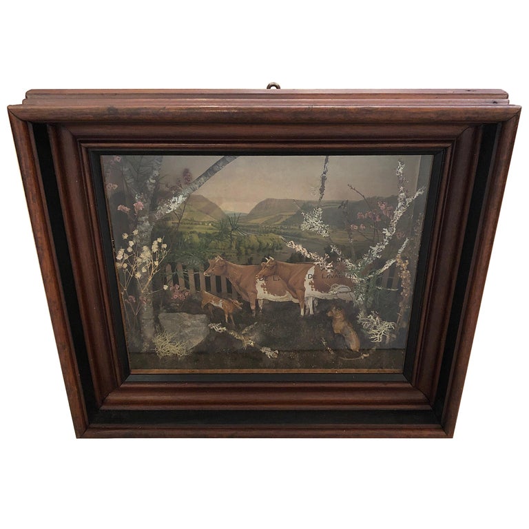 Charming Folk Art Diorama Shadow Box For Sale at 1stdibs
