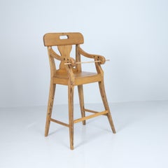 Charming Folk Child Feeding Chair, Pine, Finland 1800s