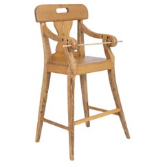 Charming Folk Child Feeding Chair, Pine, Finland 1800s