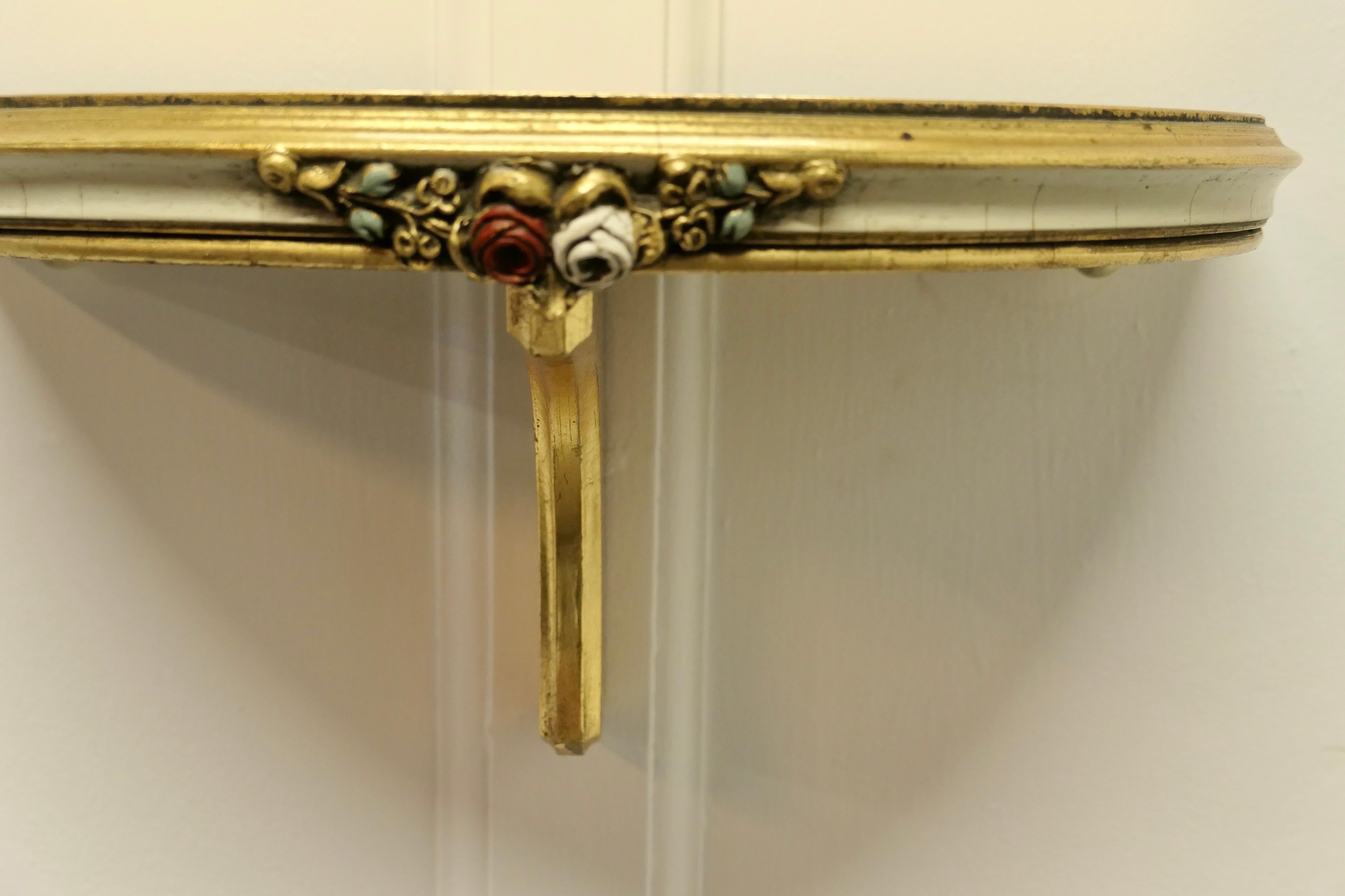 Charming, French Barbola Gilt Console Shelf and Mirror In Good Condition For Sale In Chillerton, Isle of Wight