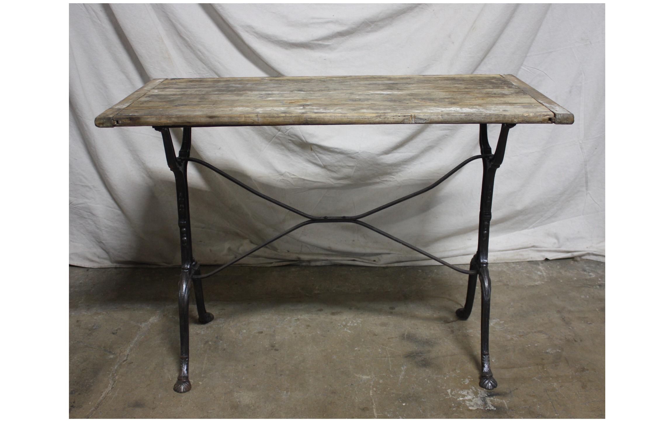 Charming French bistro table, the feet are signed 