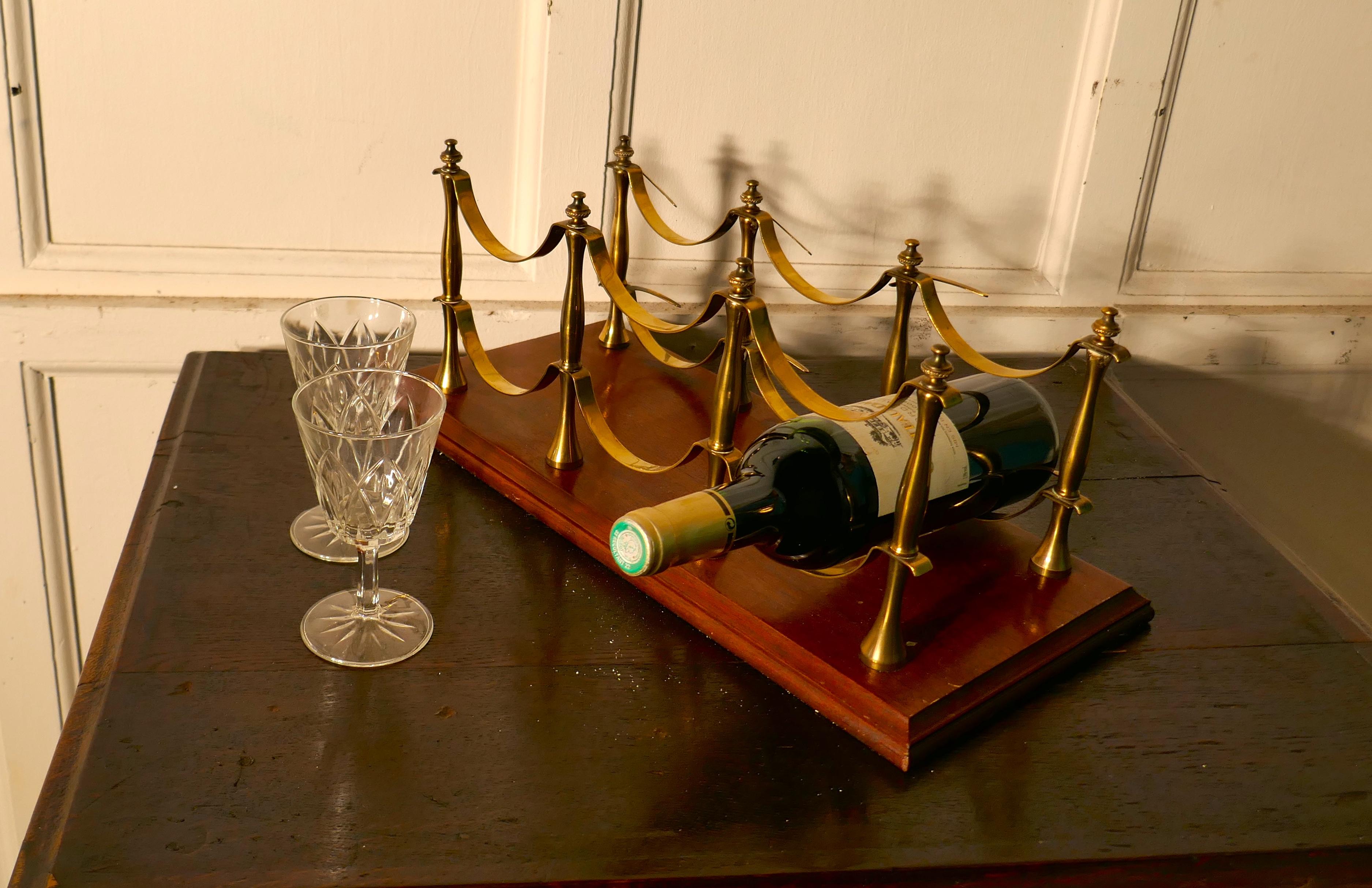 Charming French Brass and Mahogany Sideboard Wine Rack In Good Condition In Chillerton, Isle of Wight