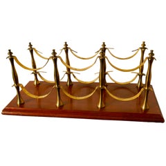 Charming French Brass and Mahogany Sideboard Wine Rack