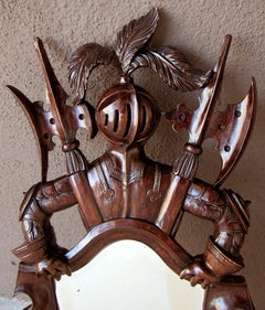 Charming French Cartouche-Form Carved Walnut Mirror