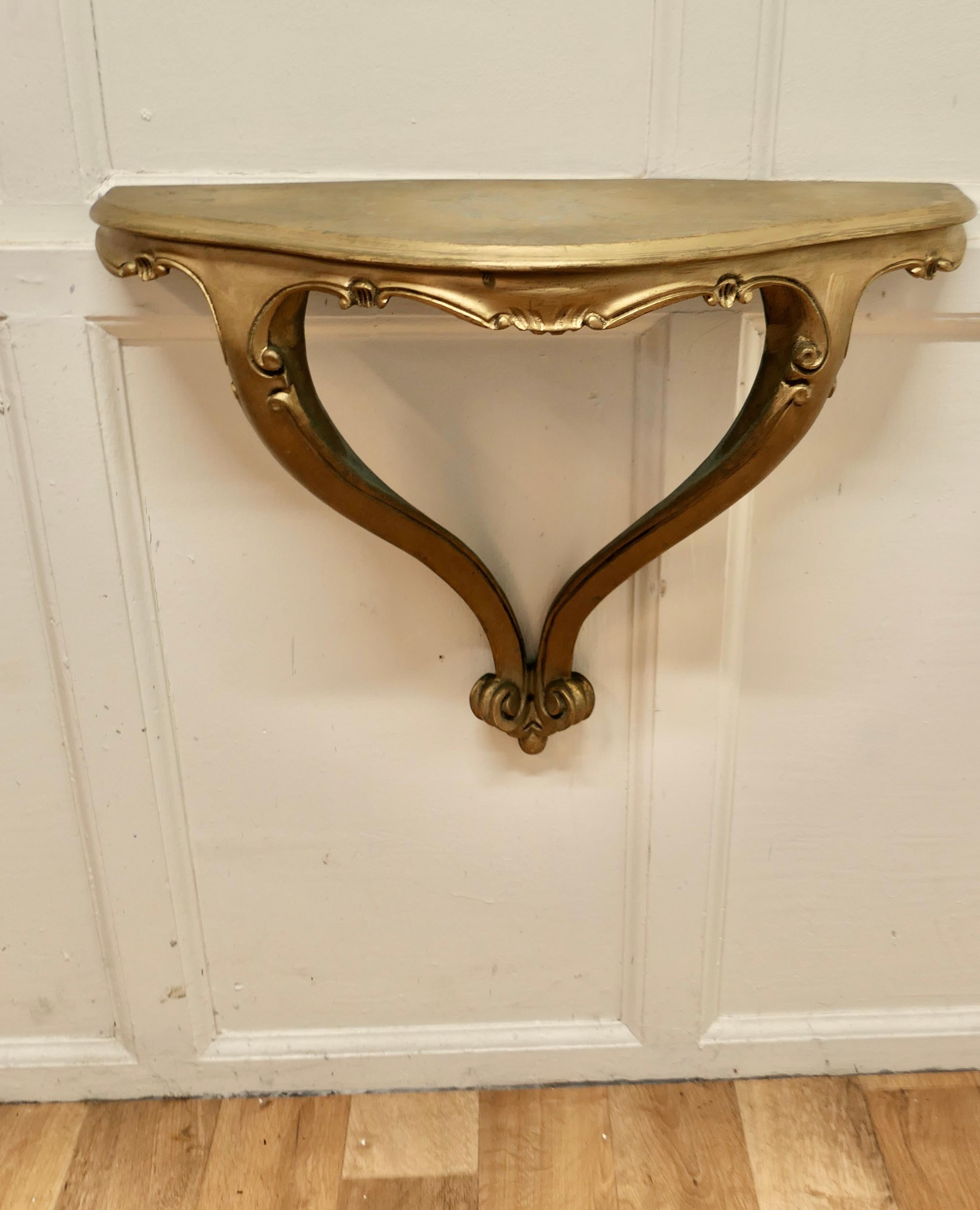 Beaux Arts Charming, French Carved Gilt Console Wall Shelf For Sale