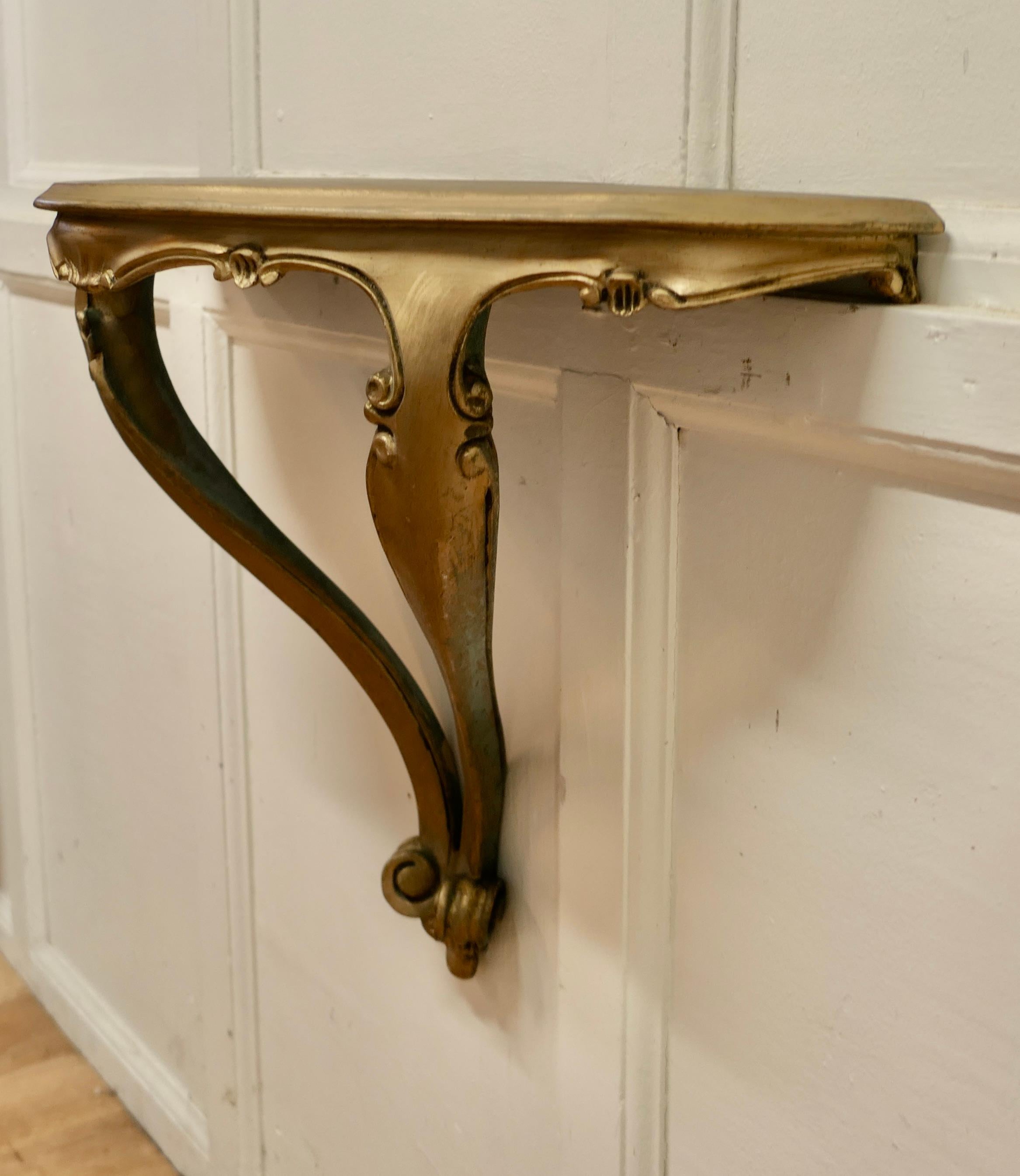 19th Century Charming, French Carved Gilt Console Wall Shelf For Sale