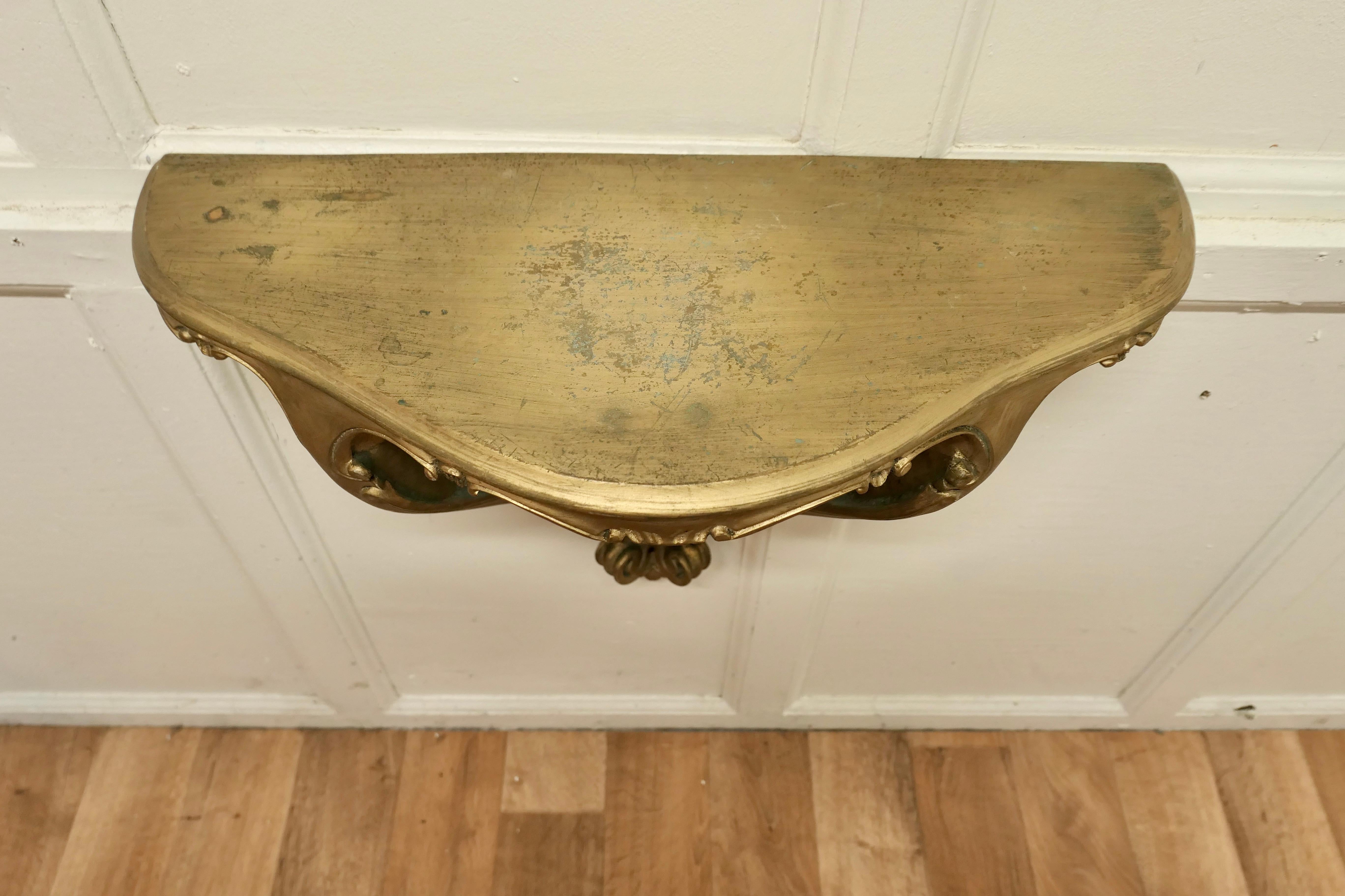 Giltwood Charming, French Carved Gilt Console Wall Shelf For Sale
