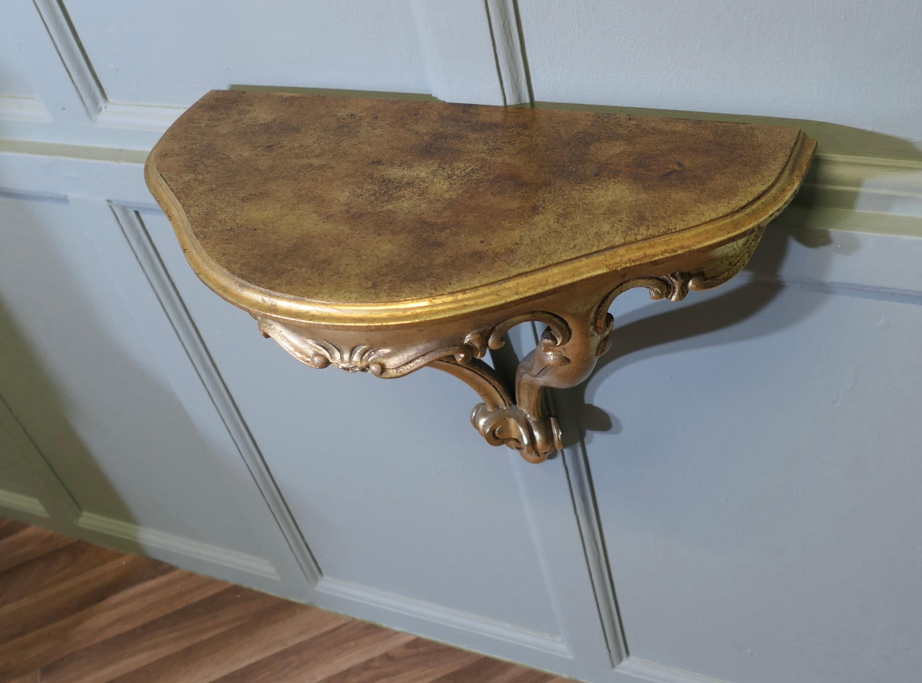 Giltwood Charming French Gilt Console Hall Table, Wall Shelf  A beautiful gilt console ta For Sale