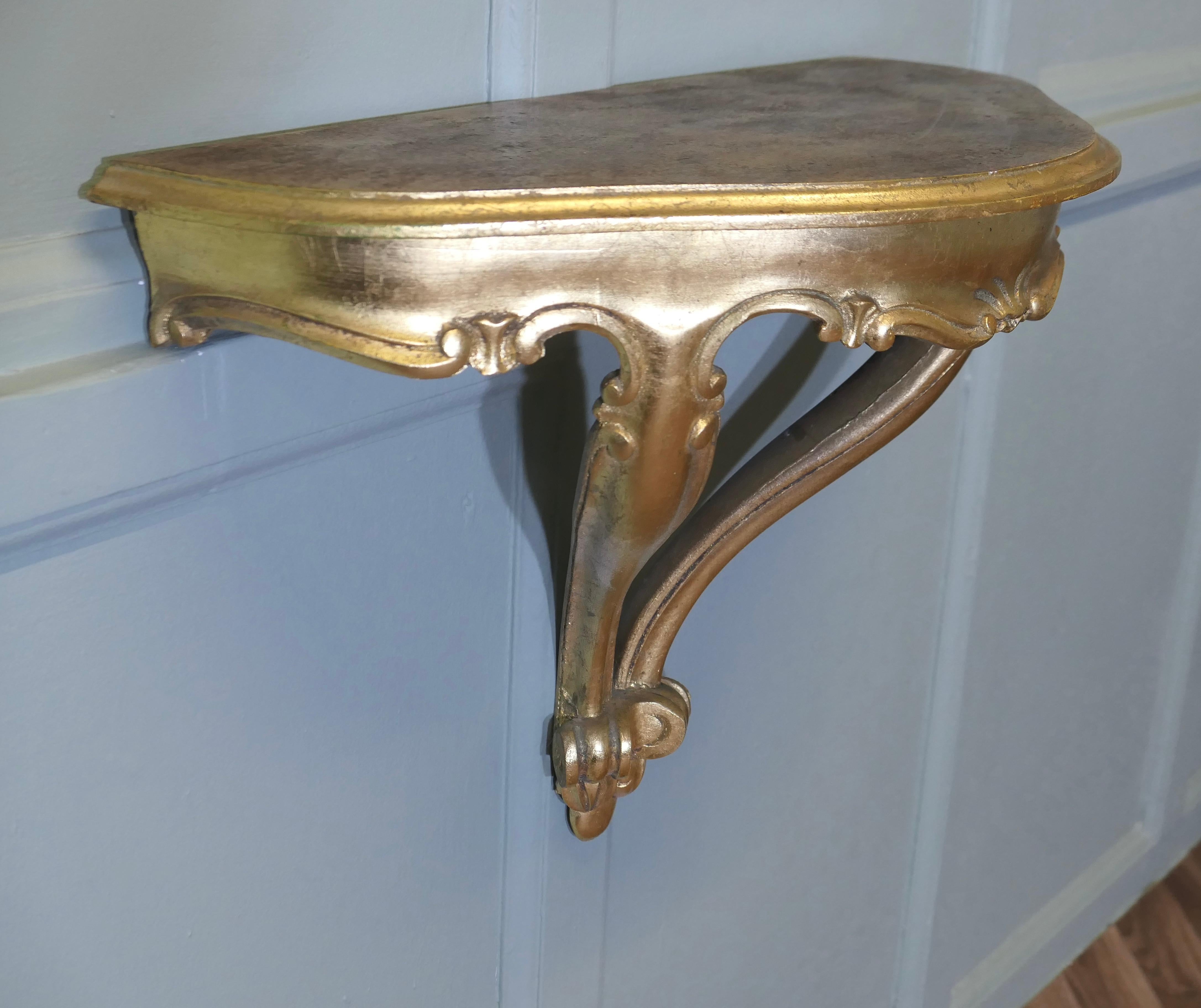 Charming French Gilt Console Hall Table, Wall Shelf  A beautiful gilt console ta For Sale 1