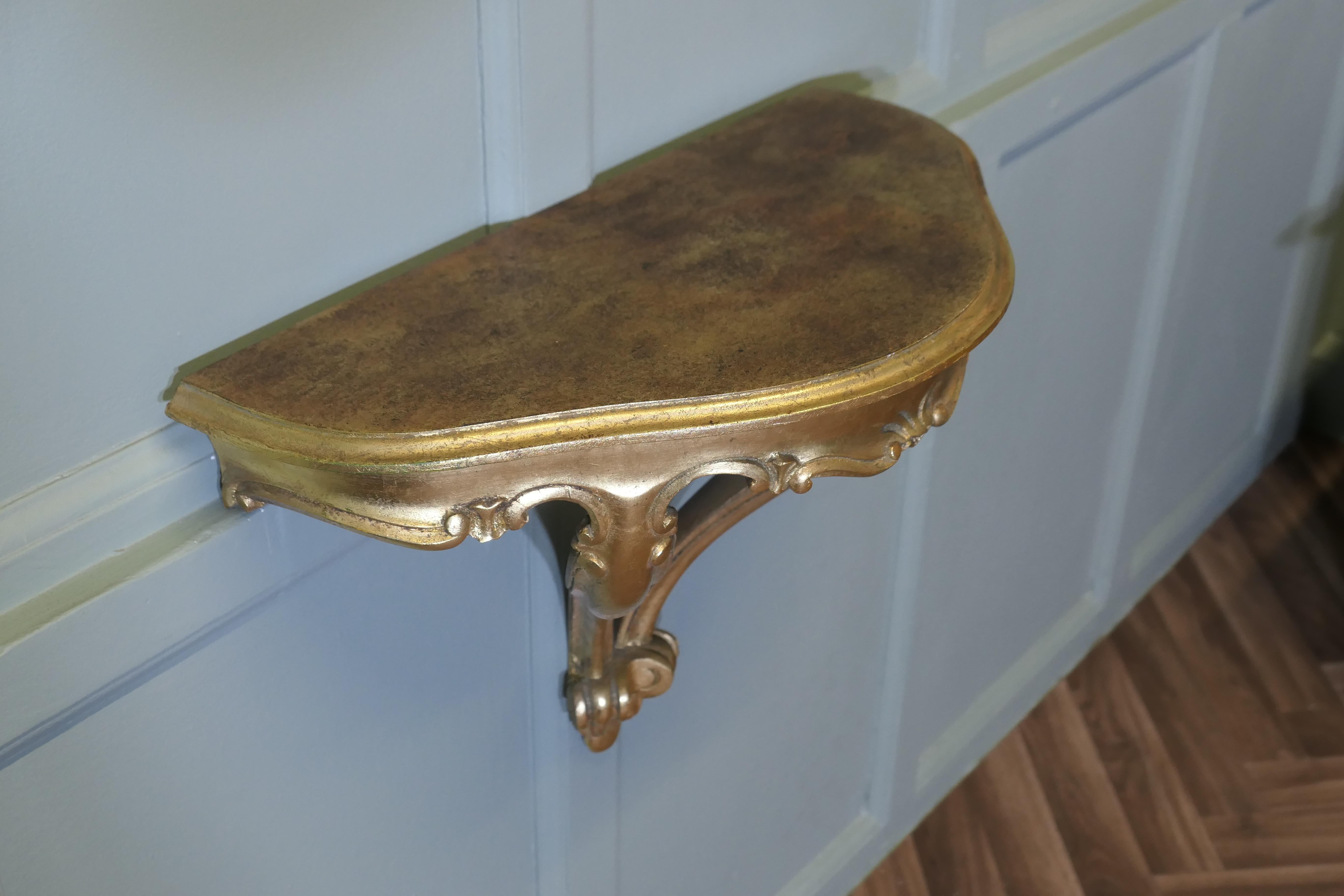Charming French Gilt Console Hall Table, Wall Shelf  A beautiful gilt console ta For Sale 2