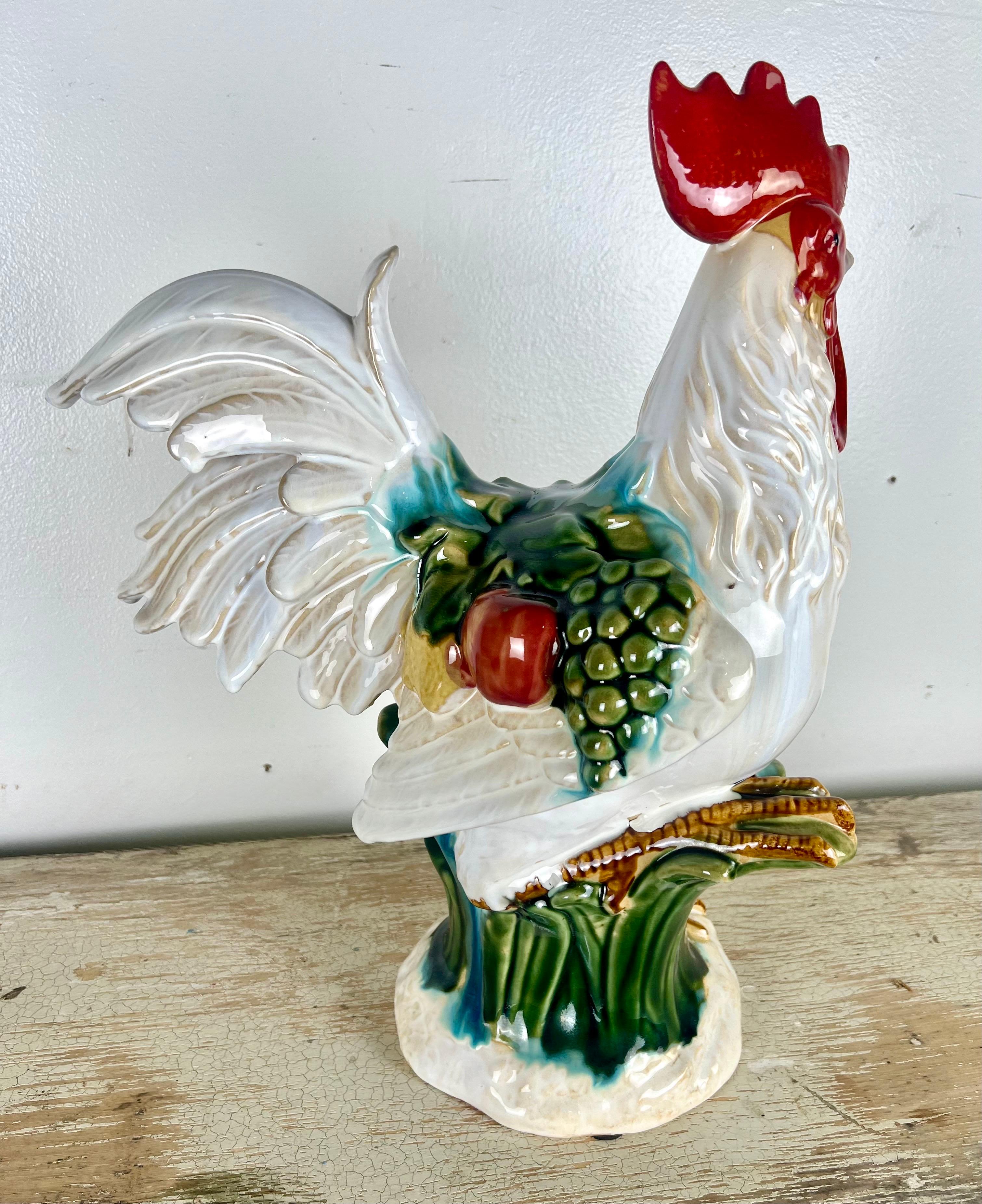 Charming French Glazed Ceramic Chicken C. 1950's For Sale 4