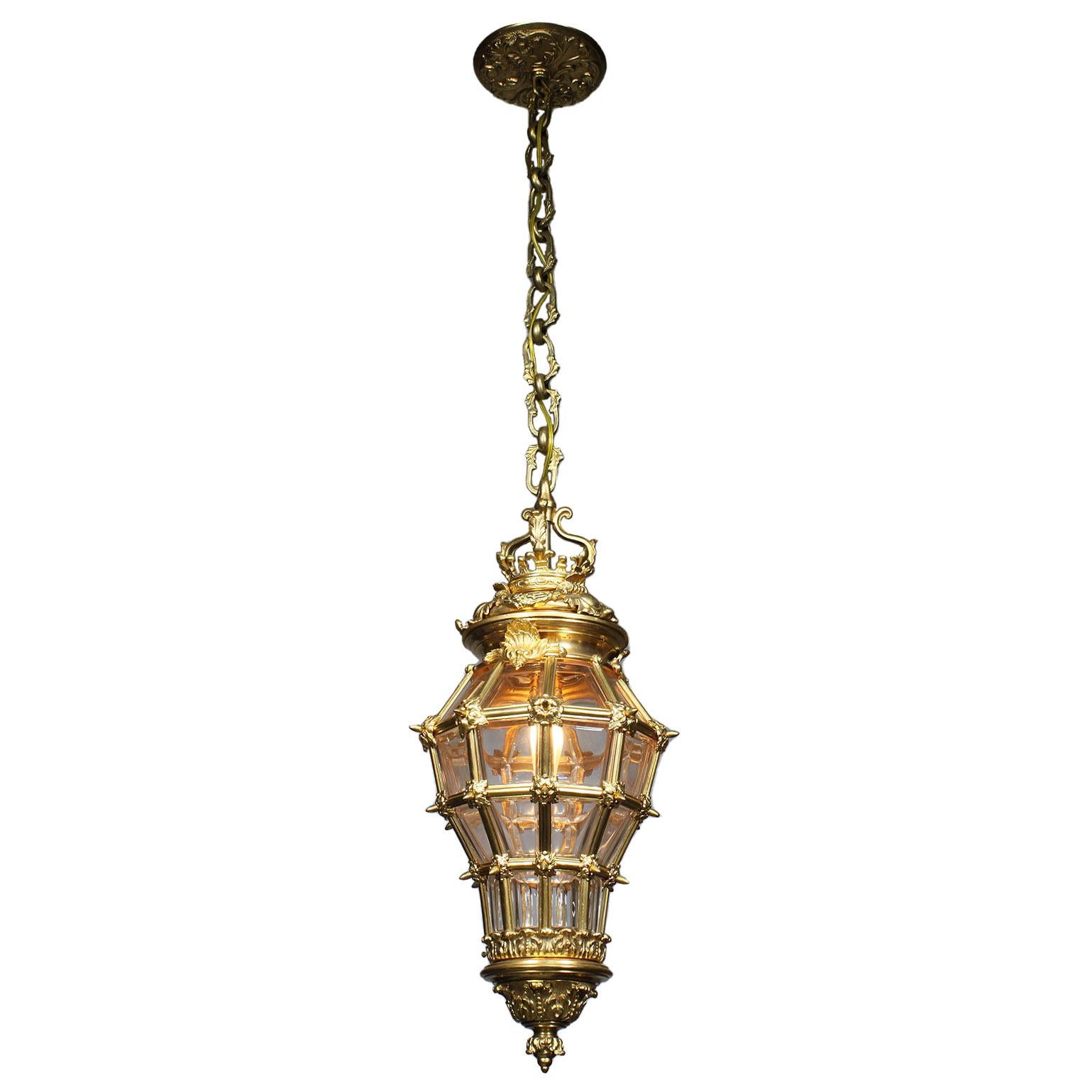 A fine and charming French Louis XIV style 19th-20th century gilt bronze and molded glass 