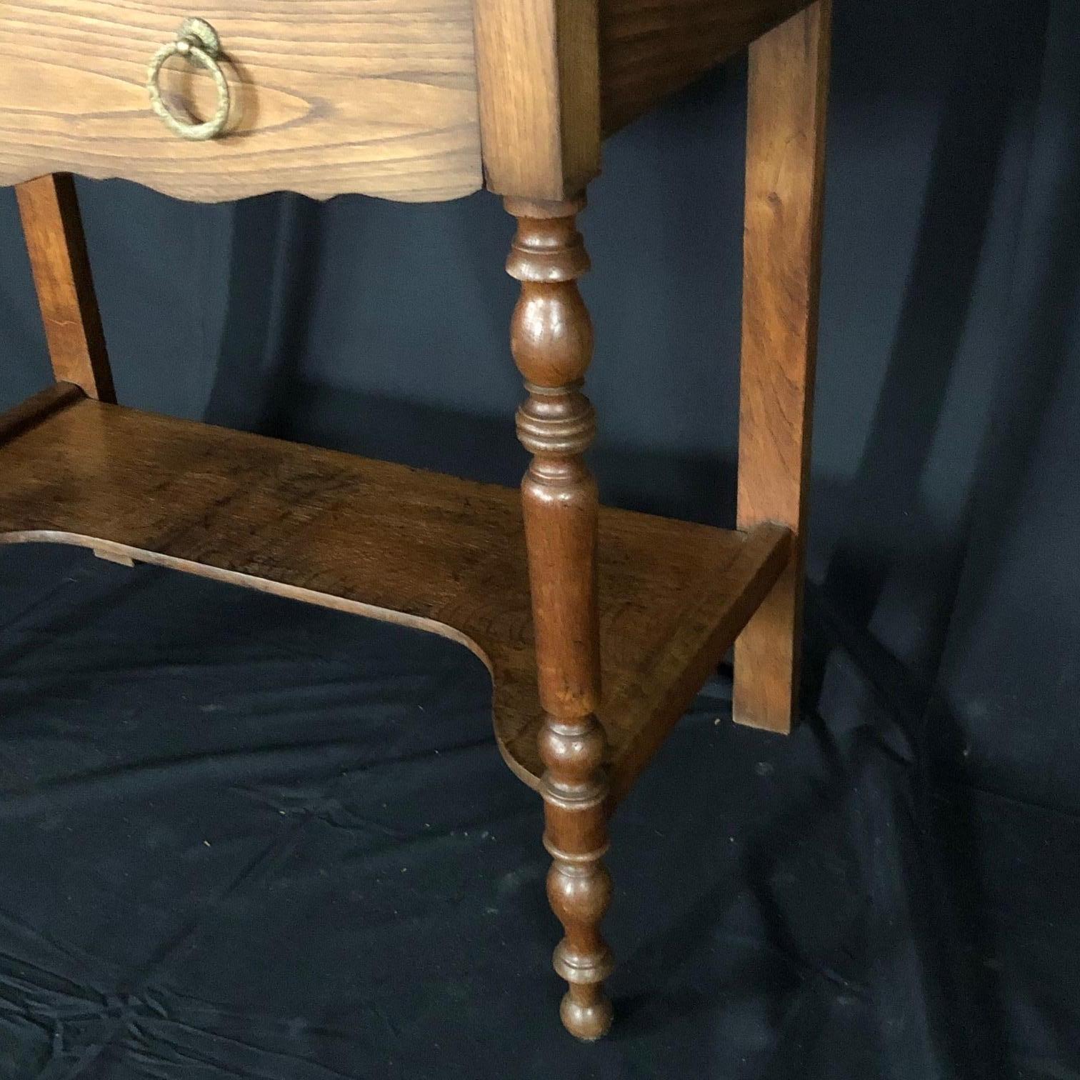 Charming French Oak Washstand Side Table with Bronze Pulls from Normandy 1
