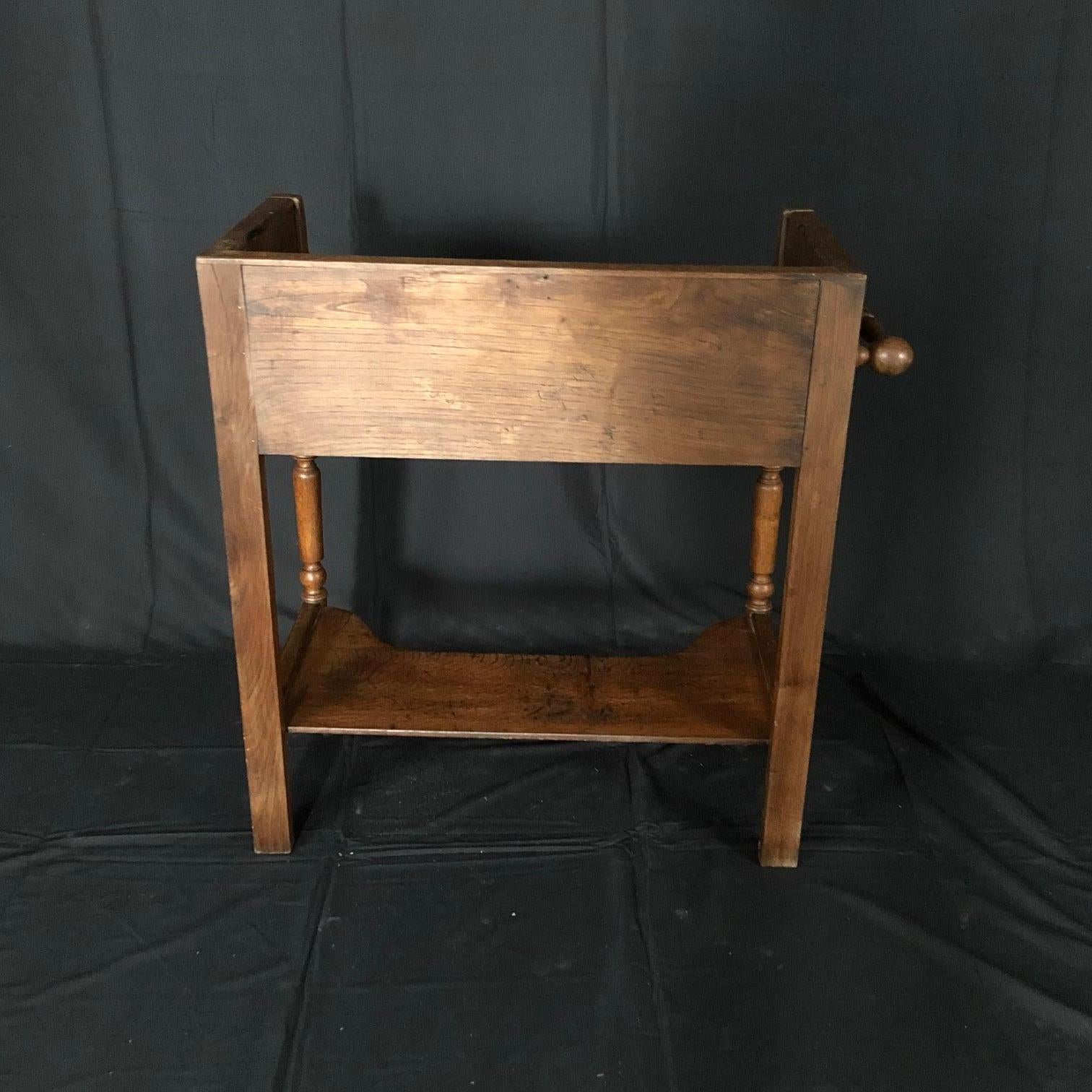 Charming French Oak Washstand Side Table with Bronze Pulls from Normandy 4