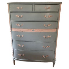 Charming French Provincial Style Light Blue & White Chest of Drawers