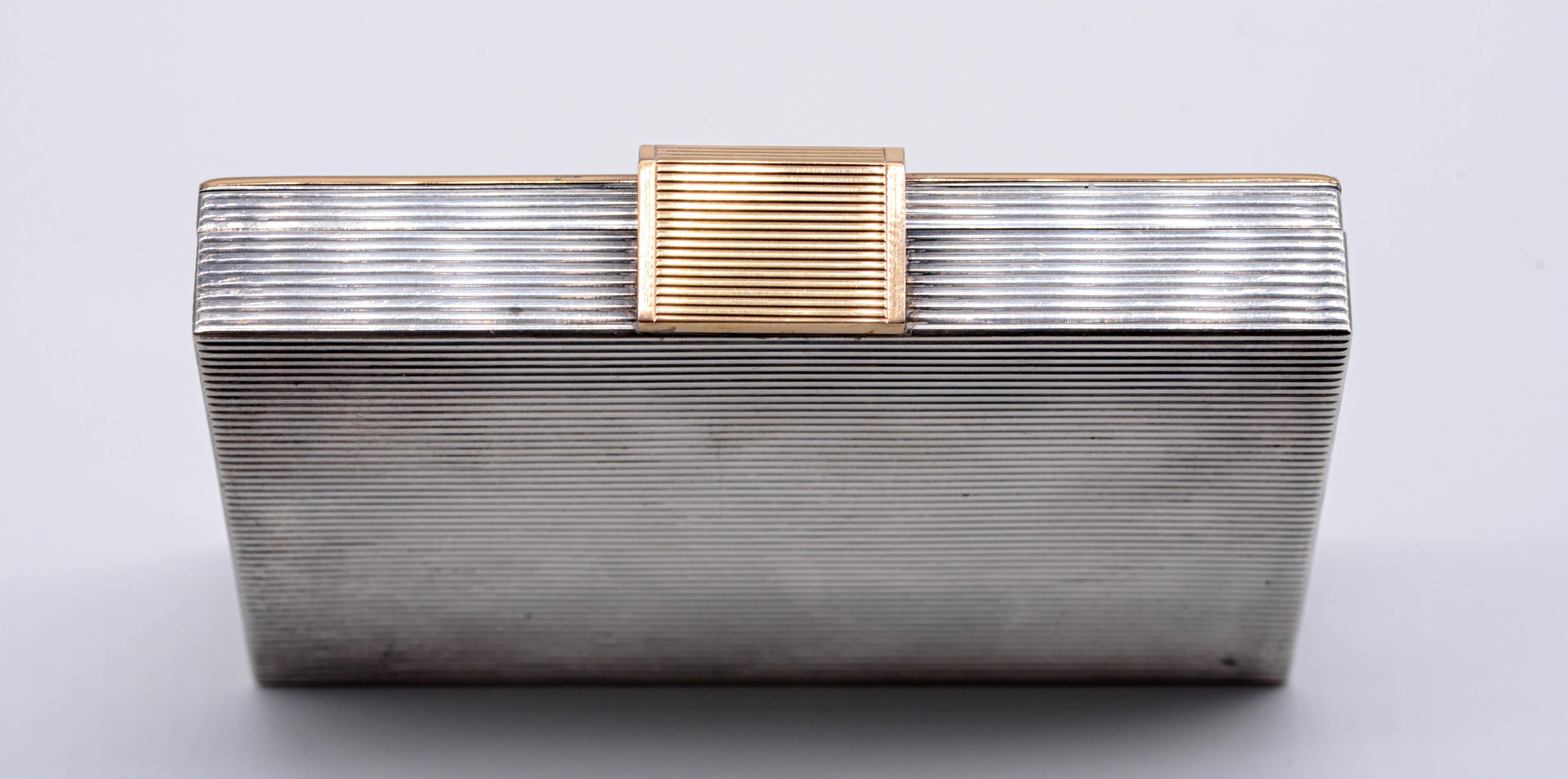 Charming French Retro Silver and Gold Diamond Minaudière For Sale 4